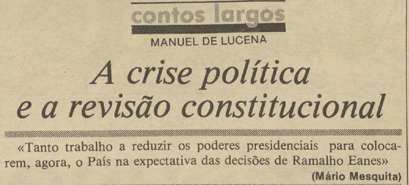 "A crise política e a revisão constitucional"