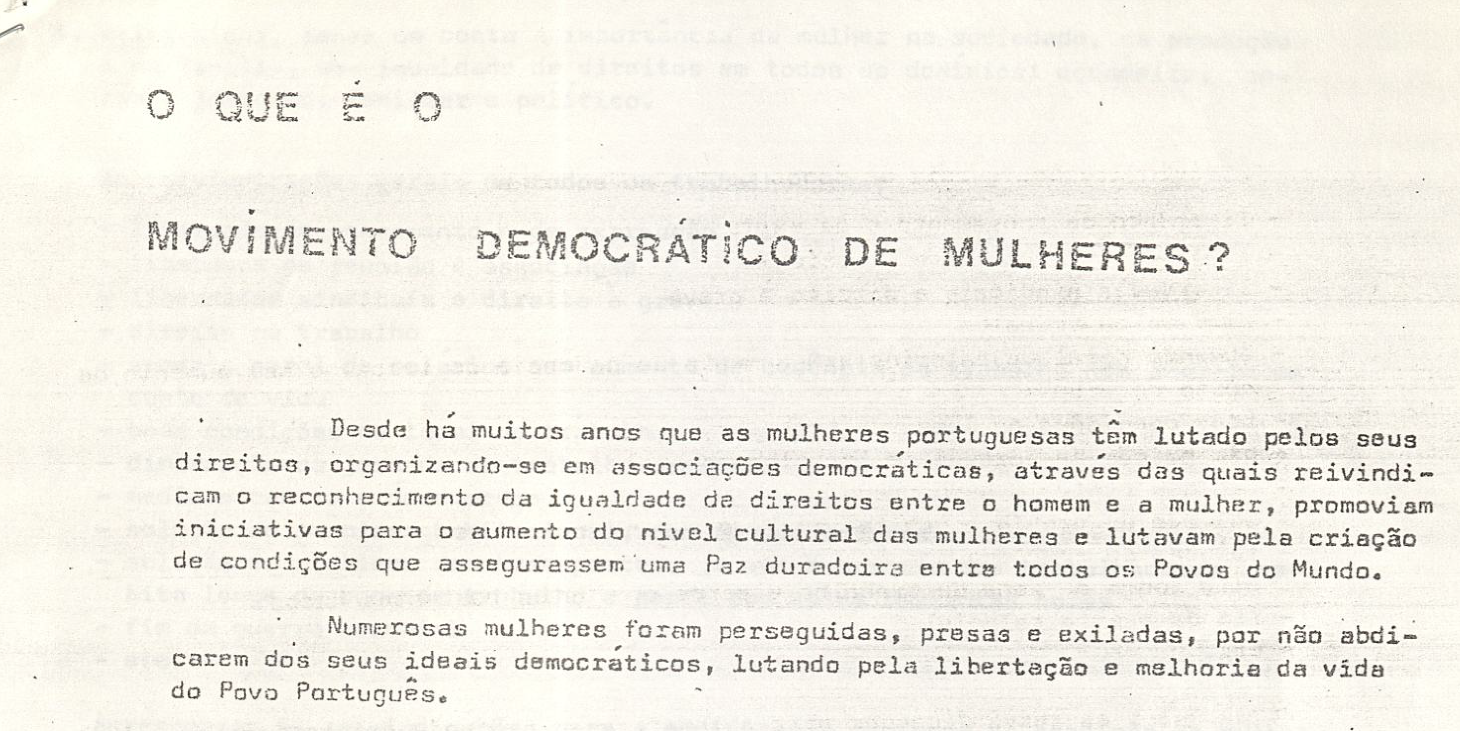 O que é o Movimento Democrático de Mulheres?