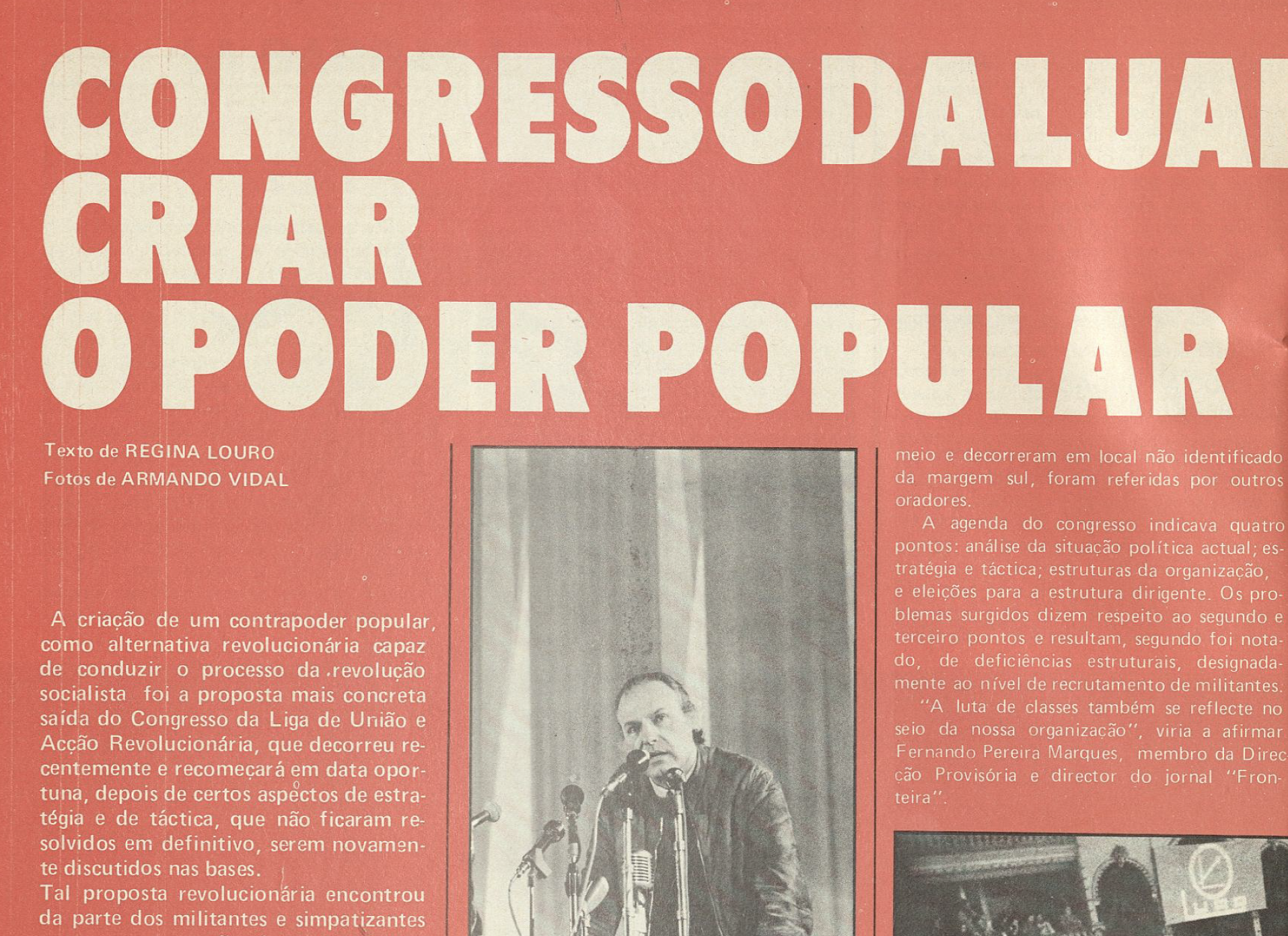 "Congresso da LUAR: Criar poder popular"