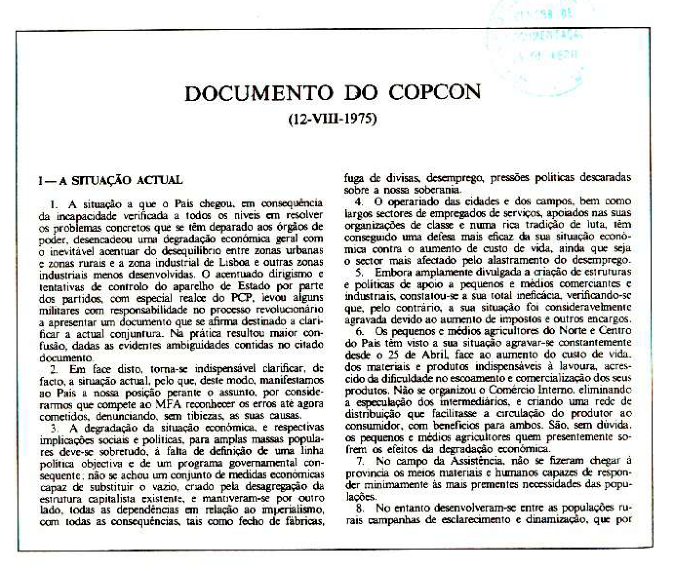 Documento do COPCON