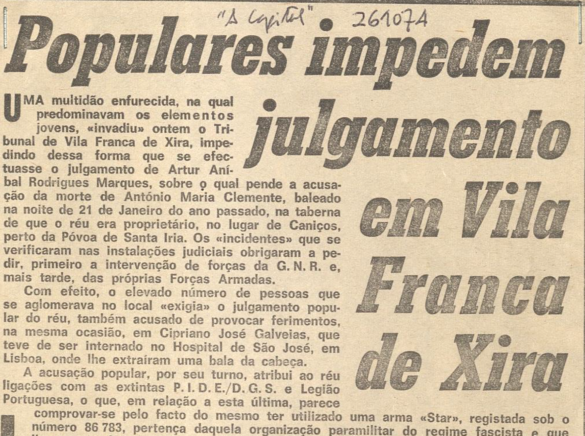 "Populares impedem julgamento em Vila Franca de Xira"