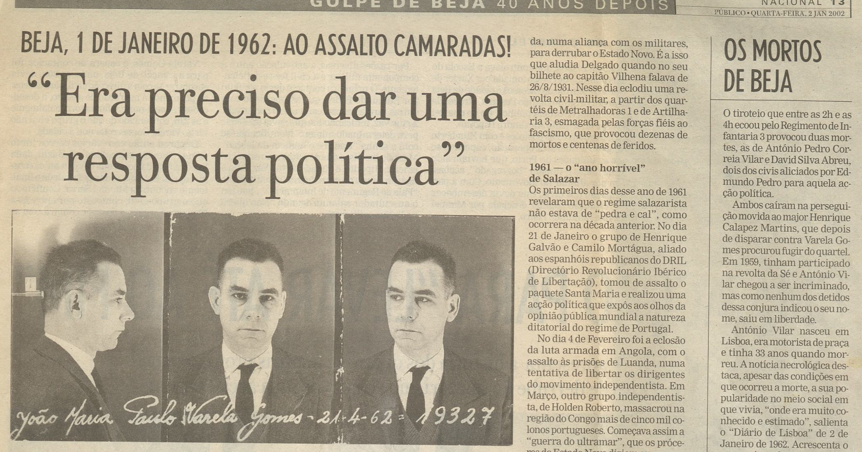 "Golpe de Beja 40 anos depois"