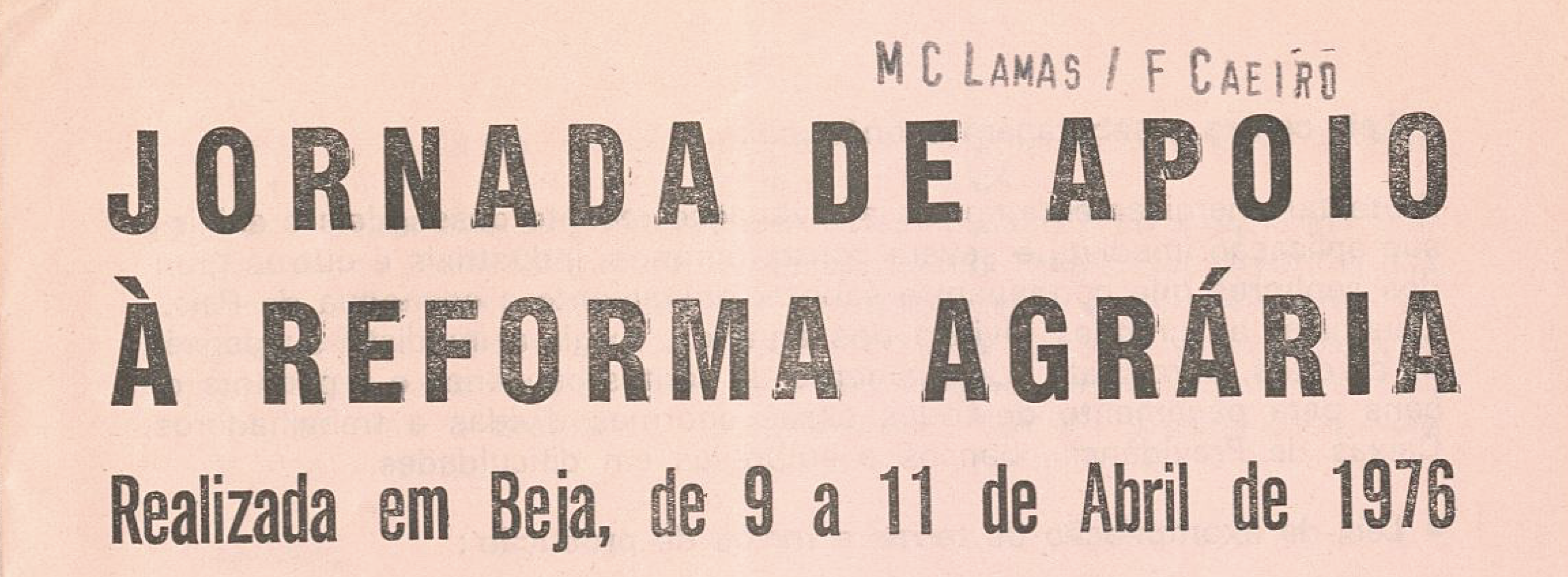 Jornada de apoio a reforma agraria Beja 1976