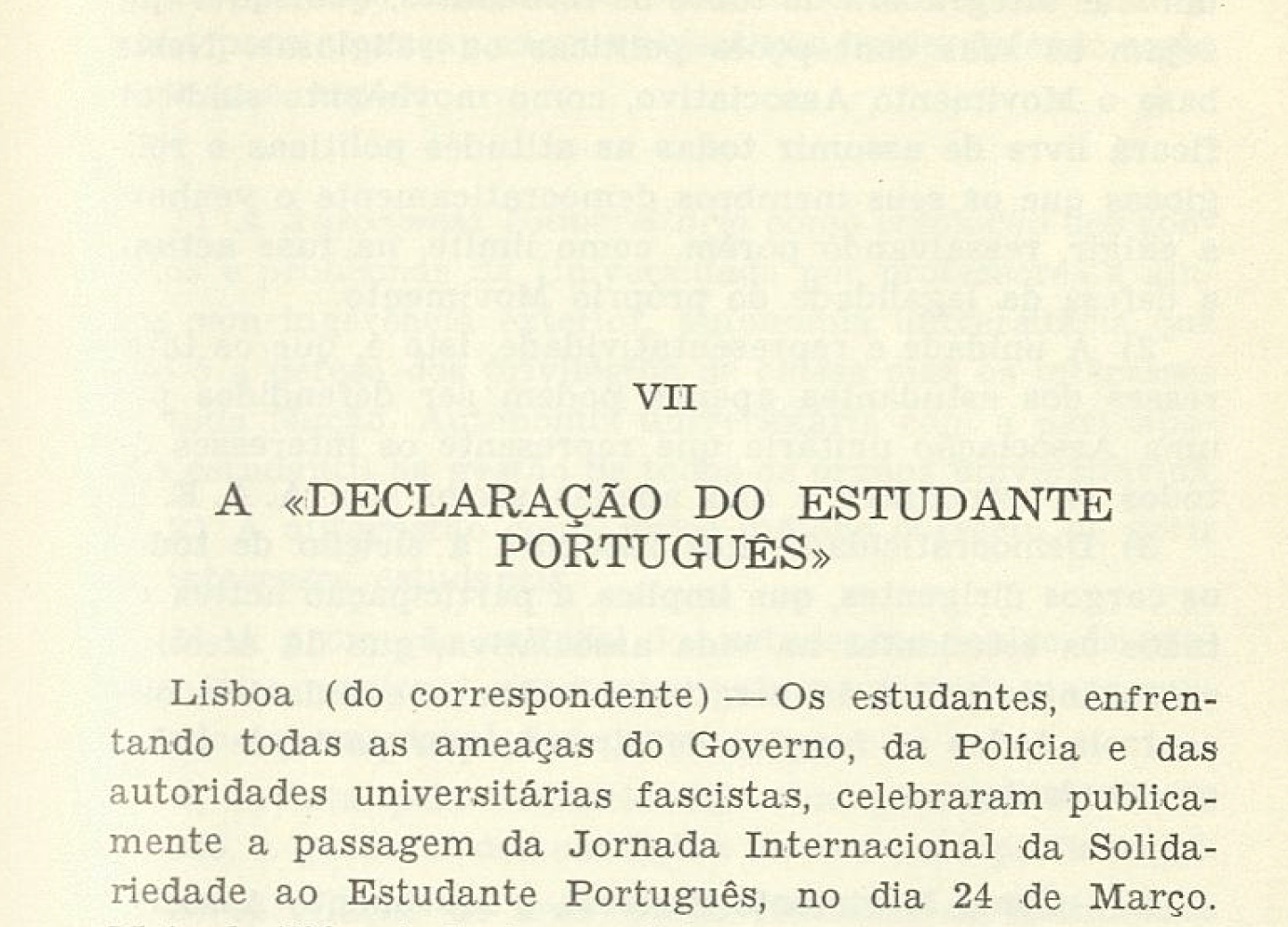 A declaração do estudante português