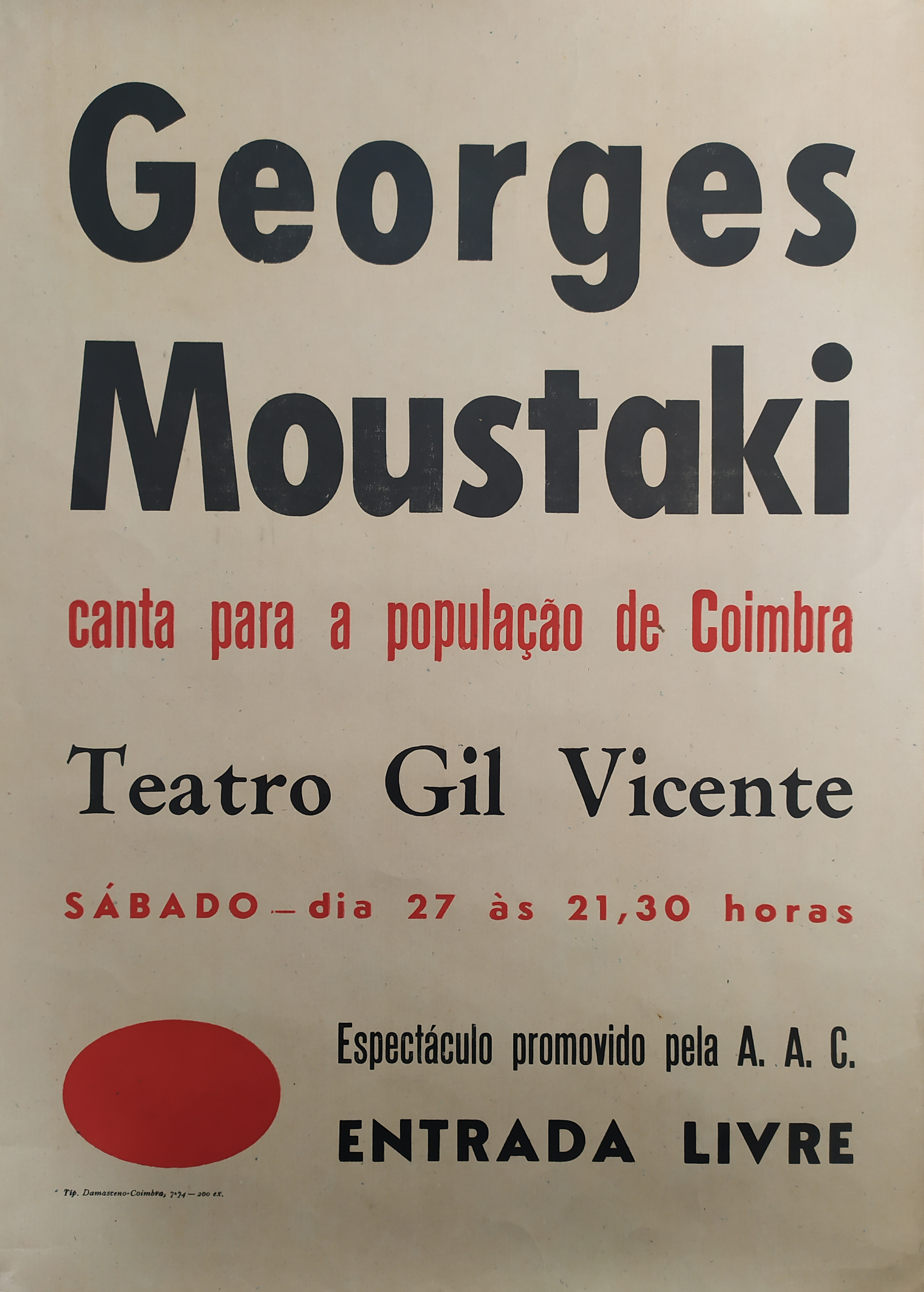 Georges Moustaki canta para a população de Coimbra