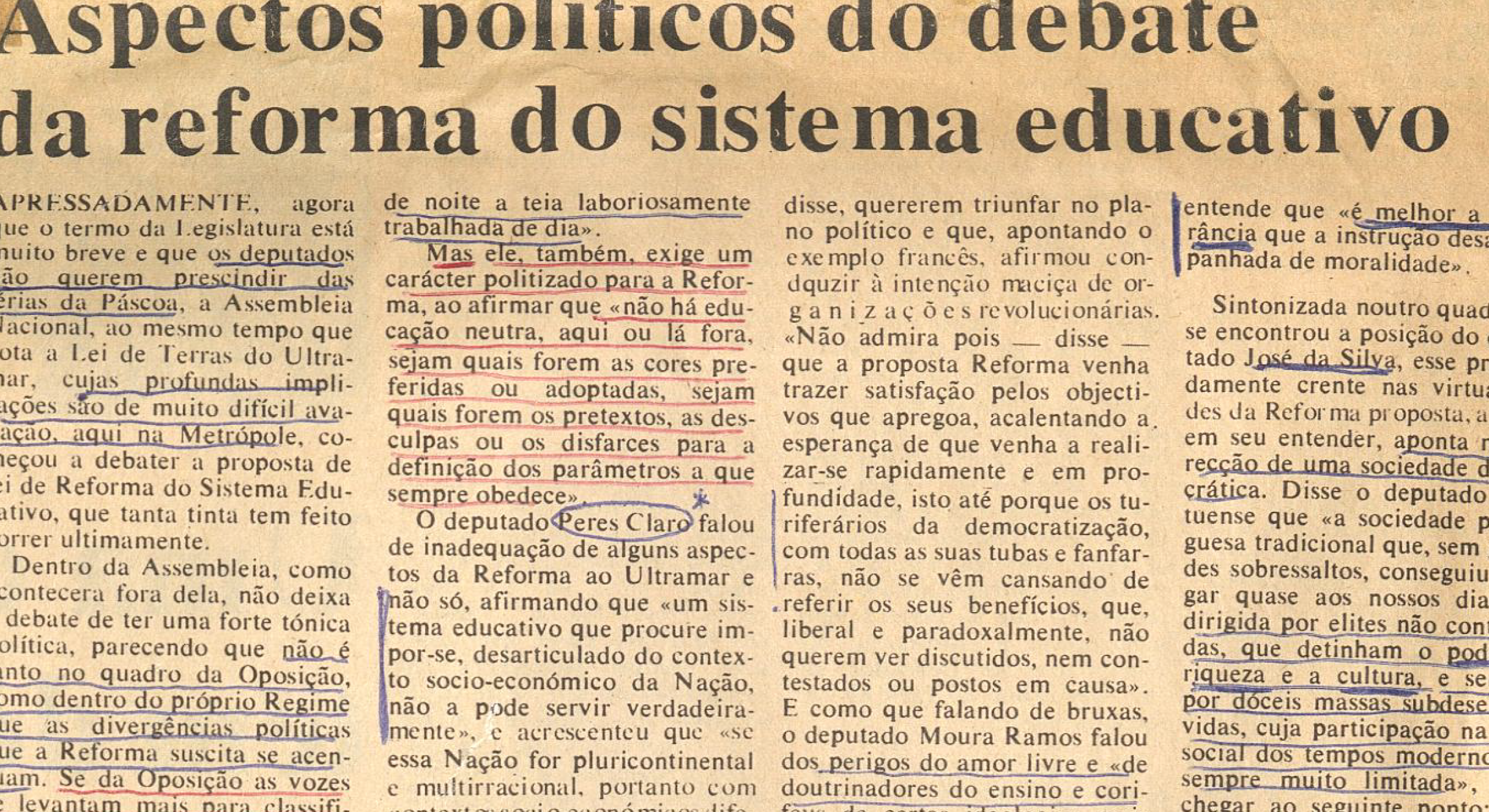 "Aspectos do debate da reforma do sistema educativo"