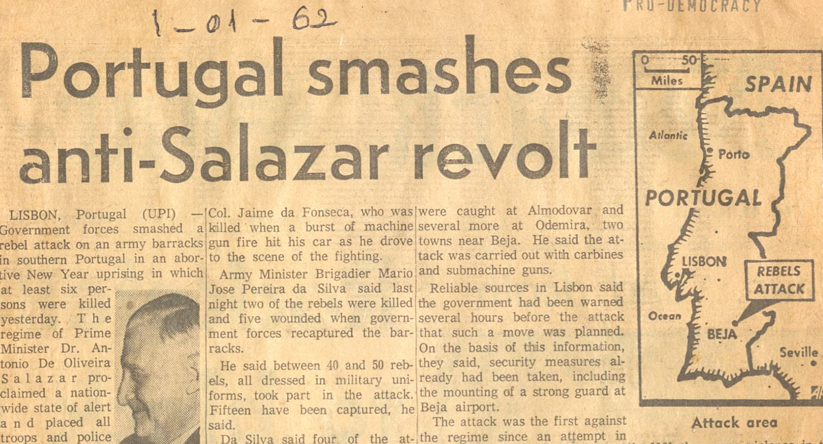 "Portugal smashes anti-Salazar revolt"