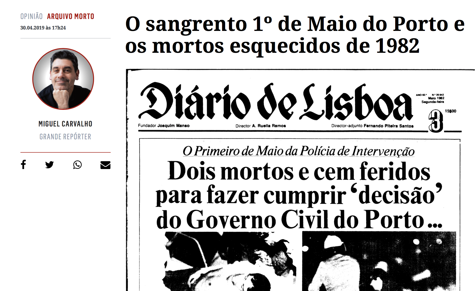"O sangrento 1º de Maio do Porto e os mortos esquecidos de 1982"
