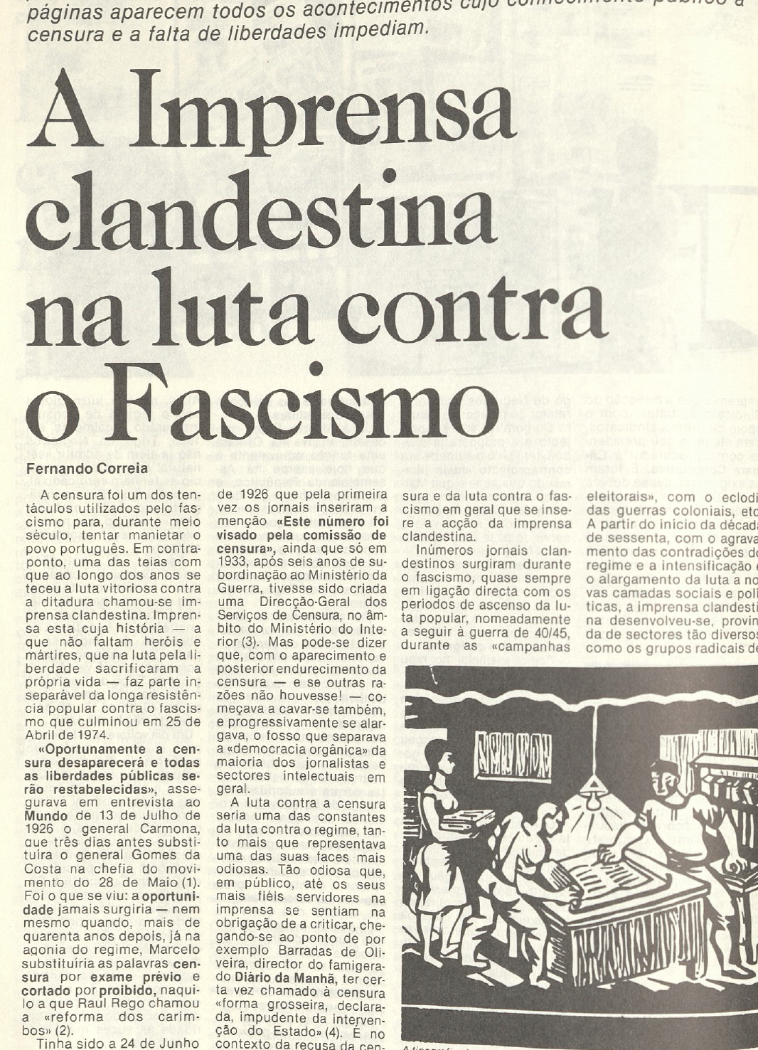"A imprensa clandestina e a luta contra o Fascismo"