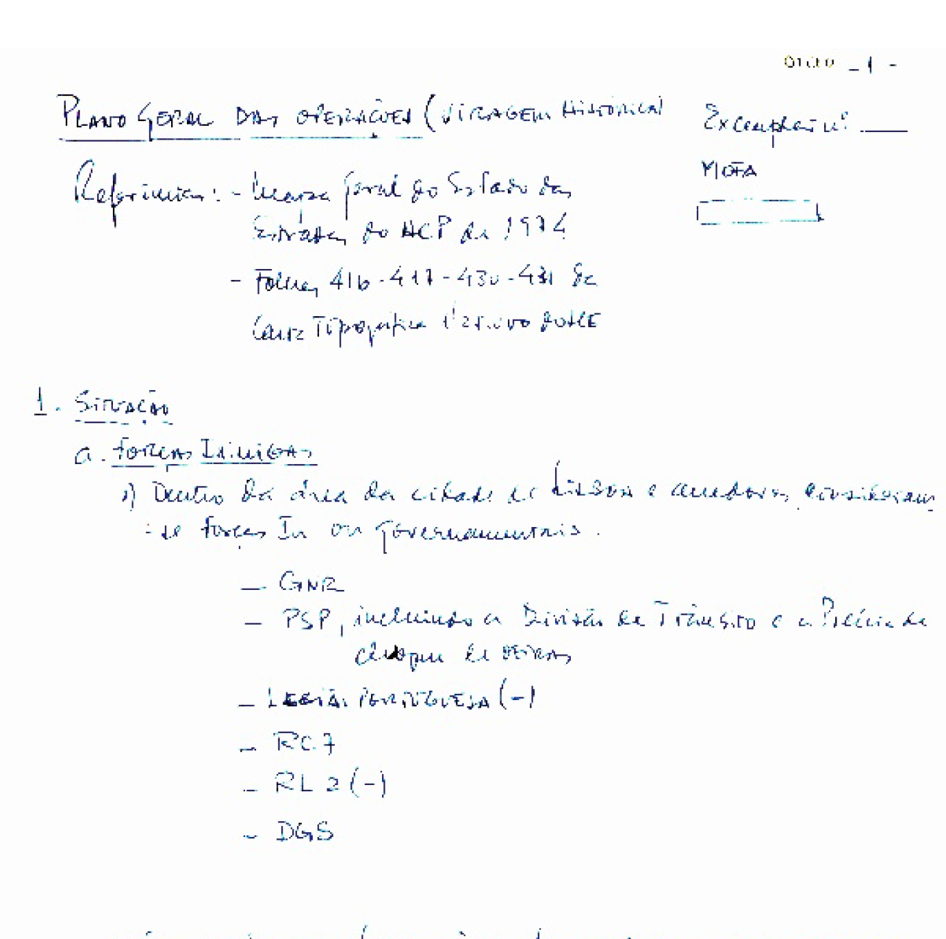 Plano Geral das operações "Viragem histórica" (25 de Abril de 1974)