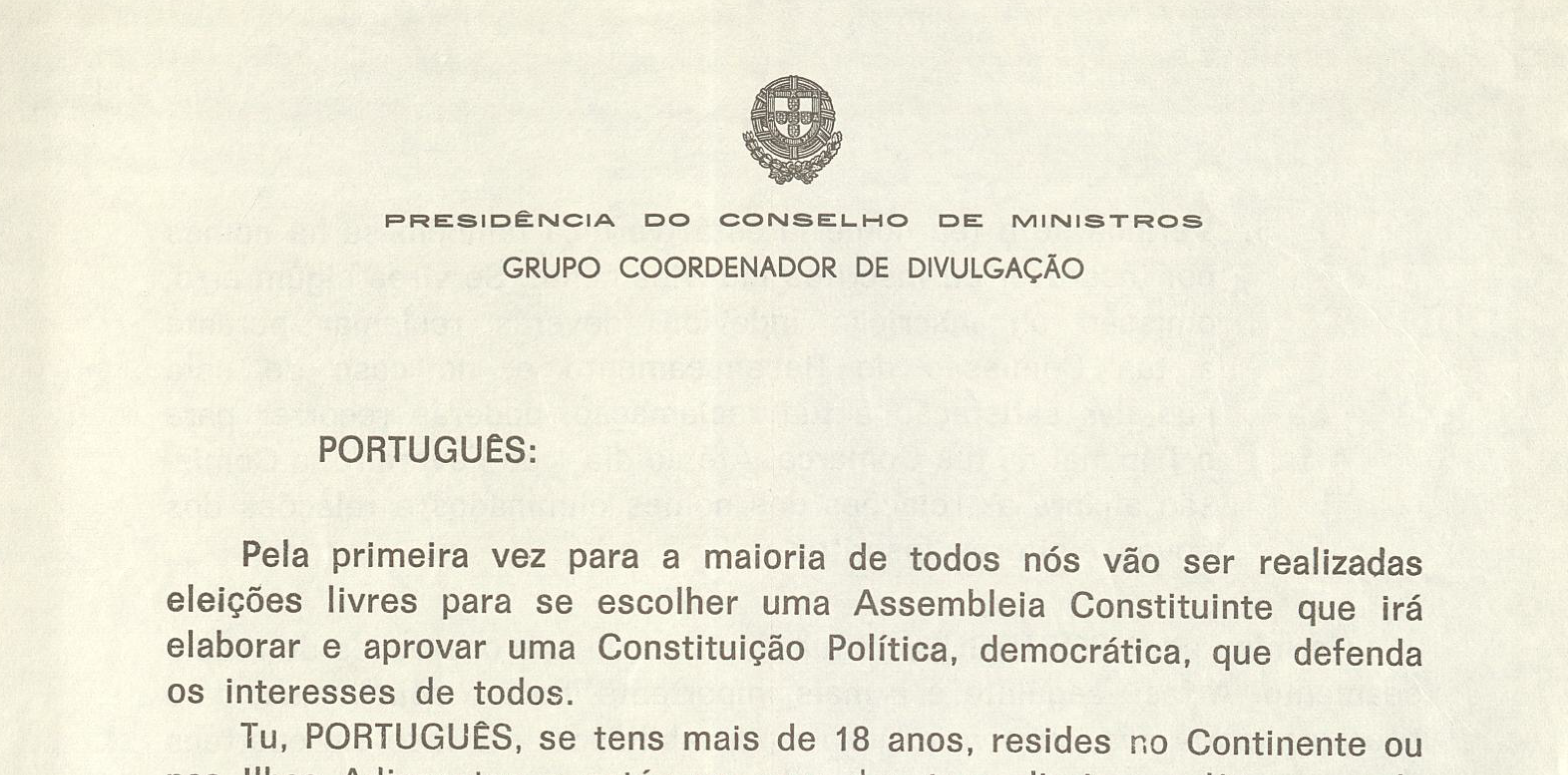 Apelo ao voto para a Constituinte