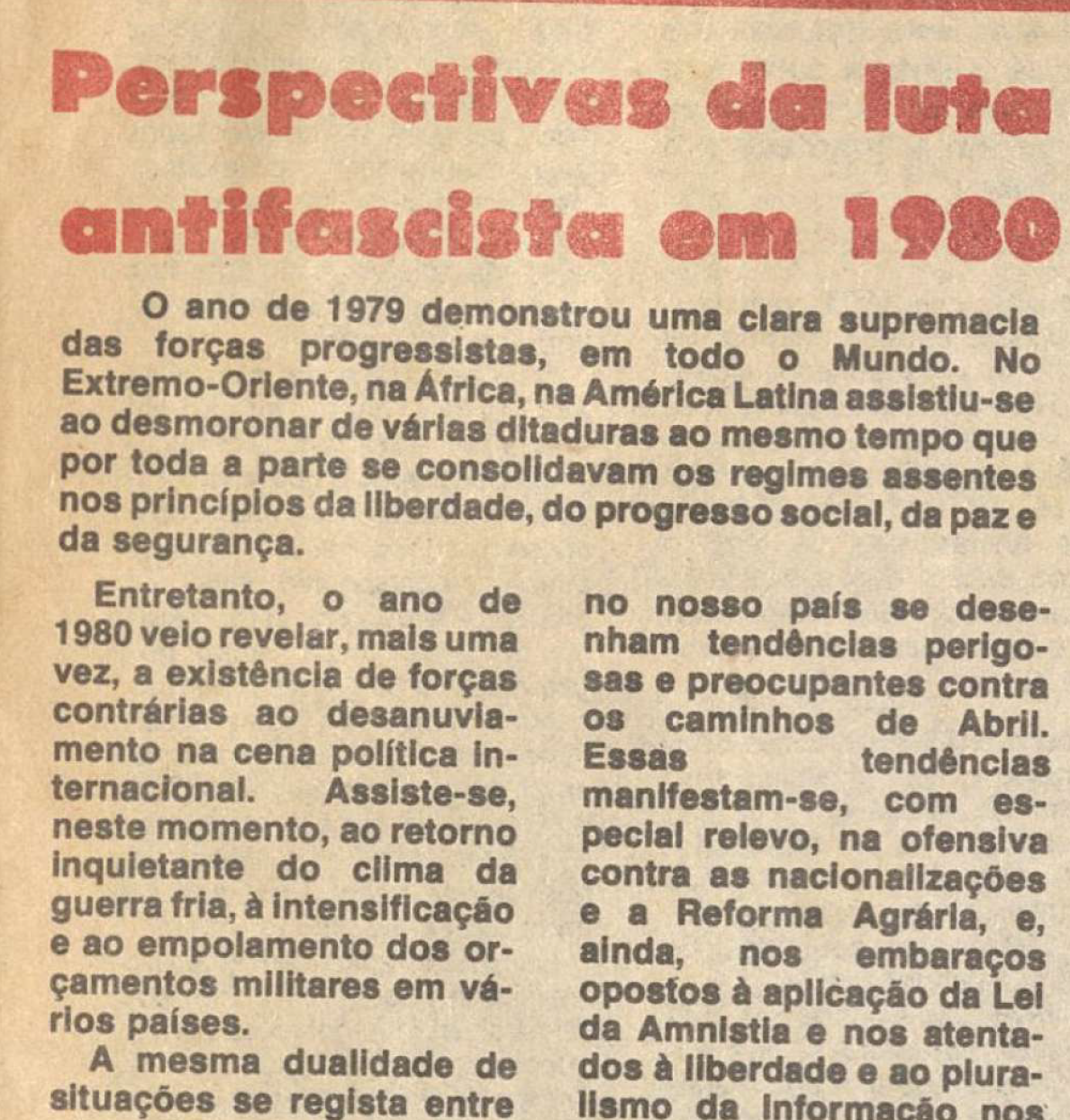 "Perspectivas da luta antifascista em 1980"
