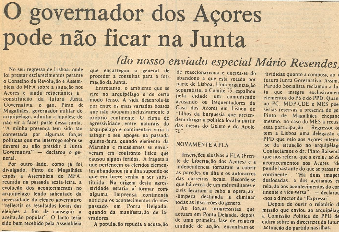 "O governador dos Açores pode não ficar na Junta"