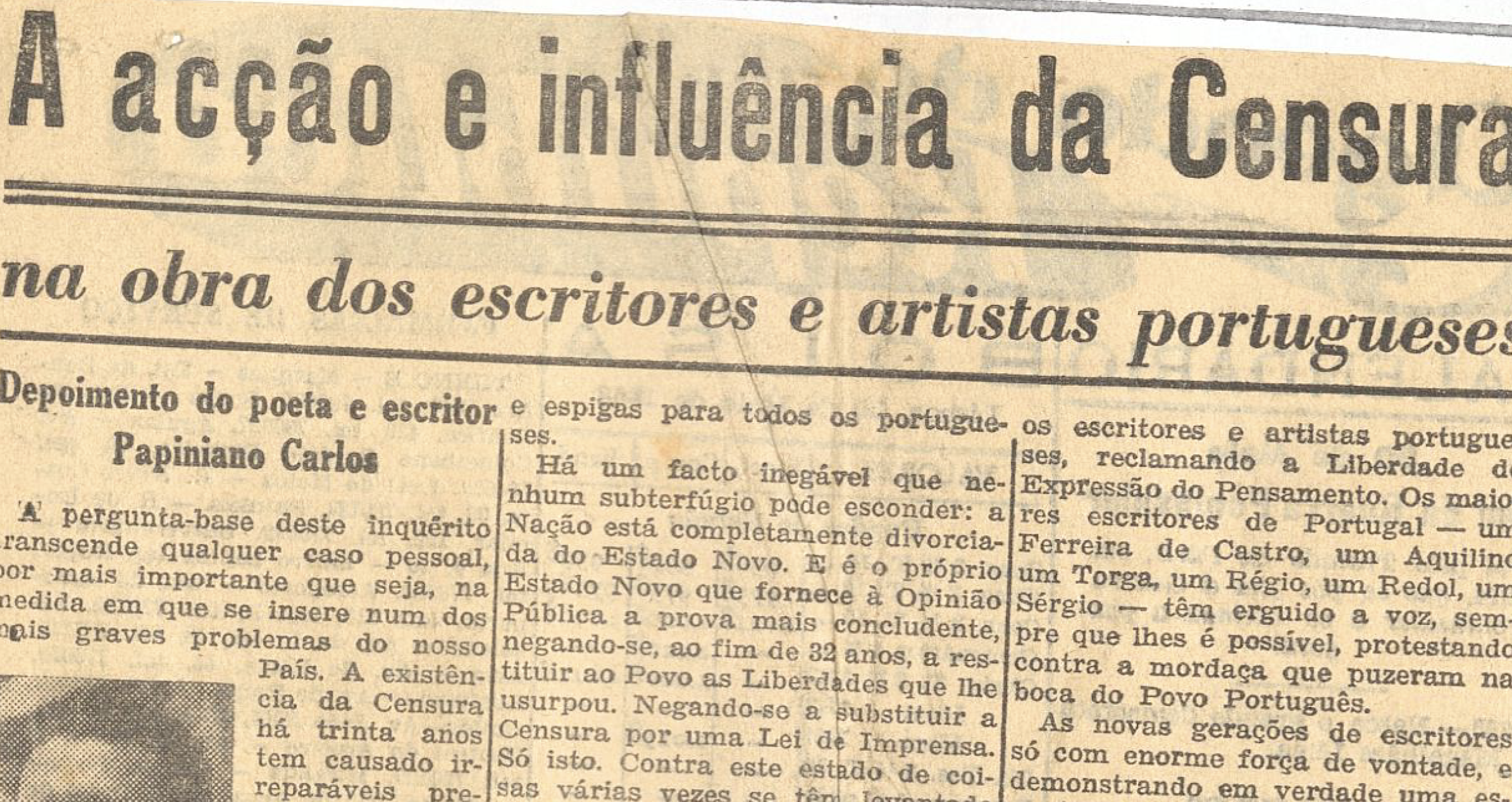 "A acção e a influência da Censura nas obras dos escritores e artistas portugueses"
