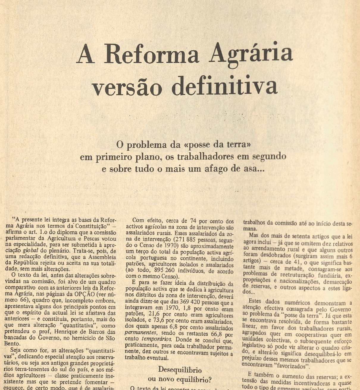 "A Reforma Agrária - Versão Definitiva"