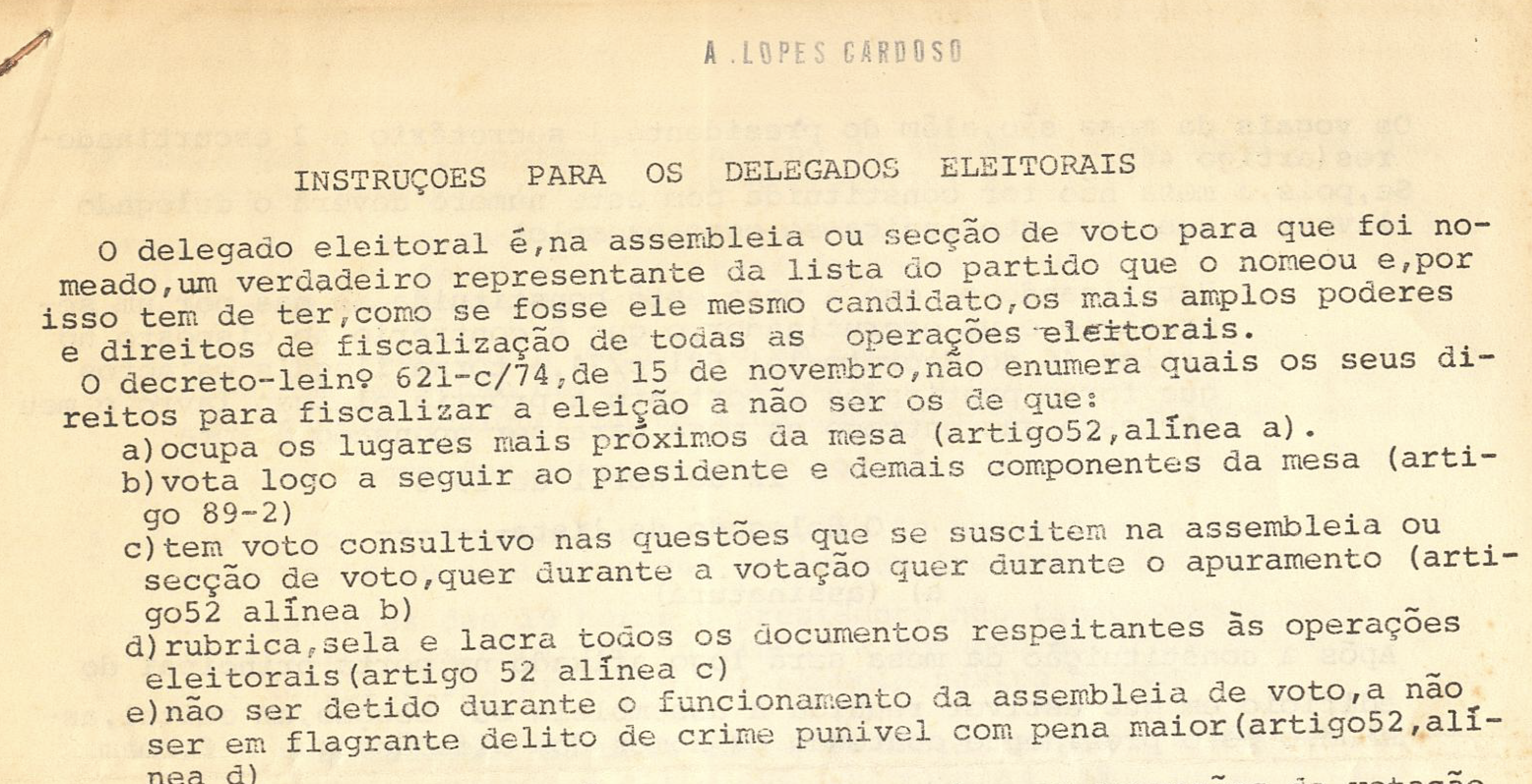 Instruções para os delegados eleitorais