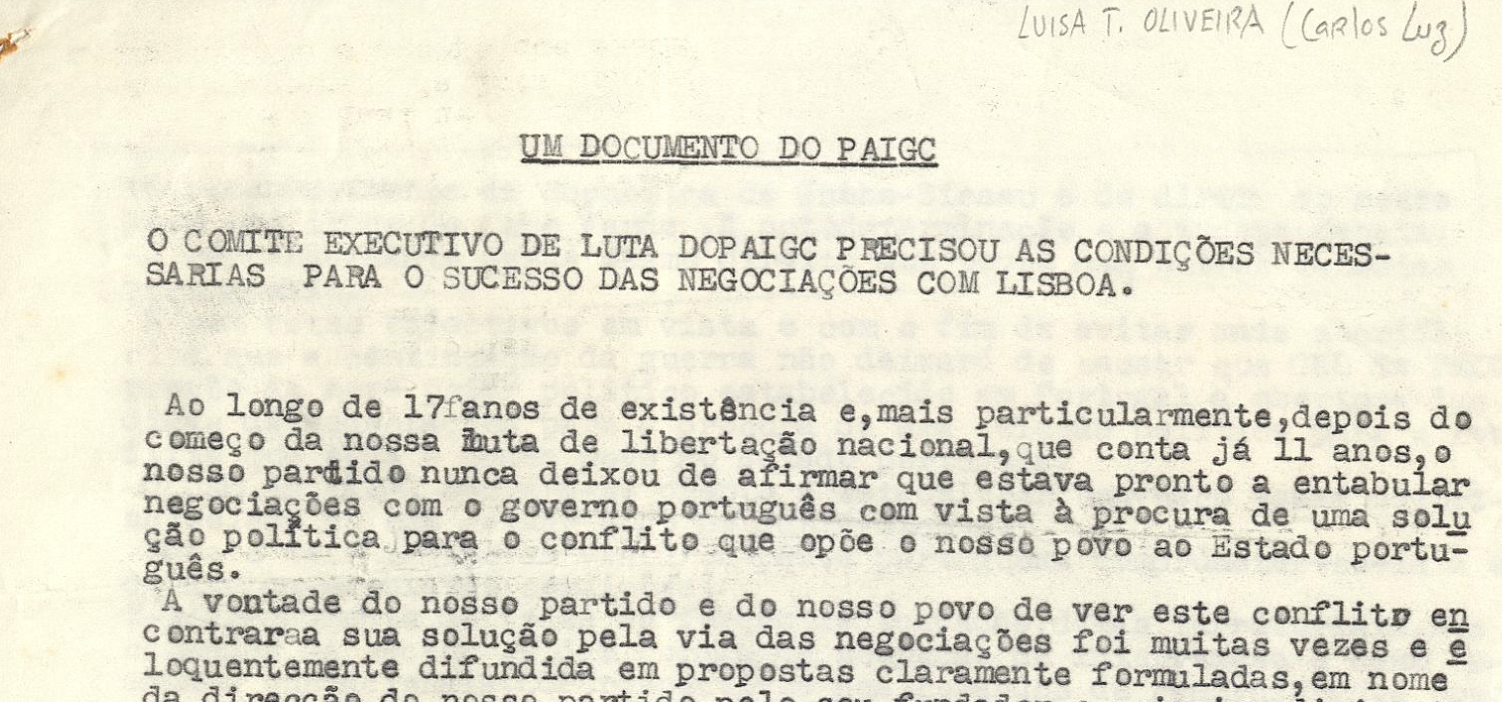 Um documento do PAIGC