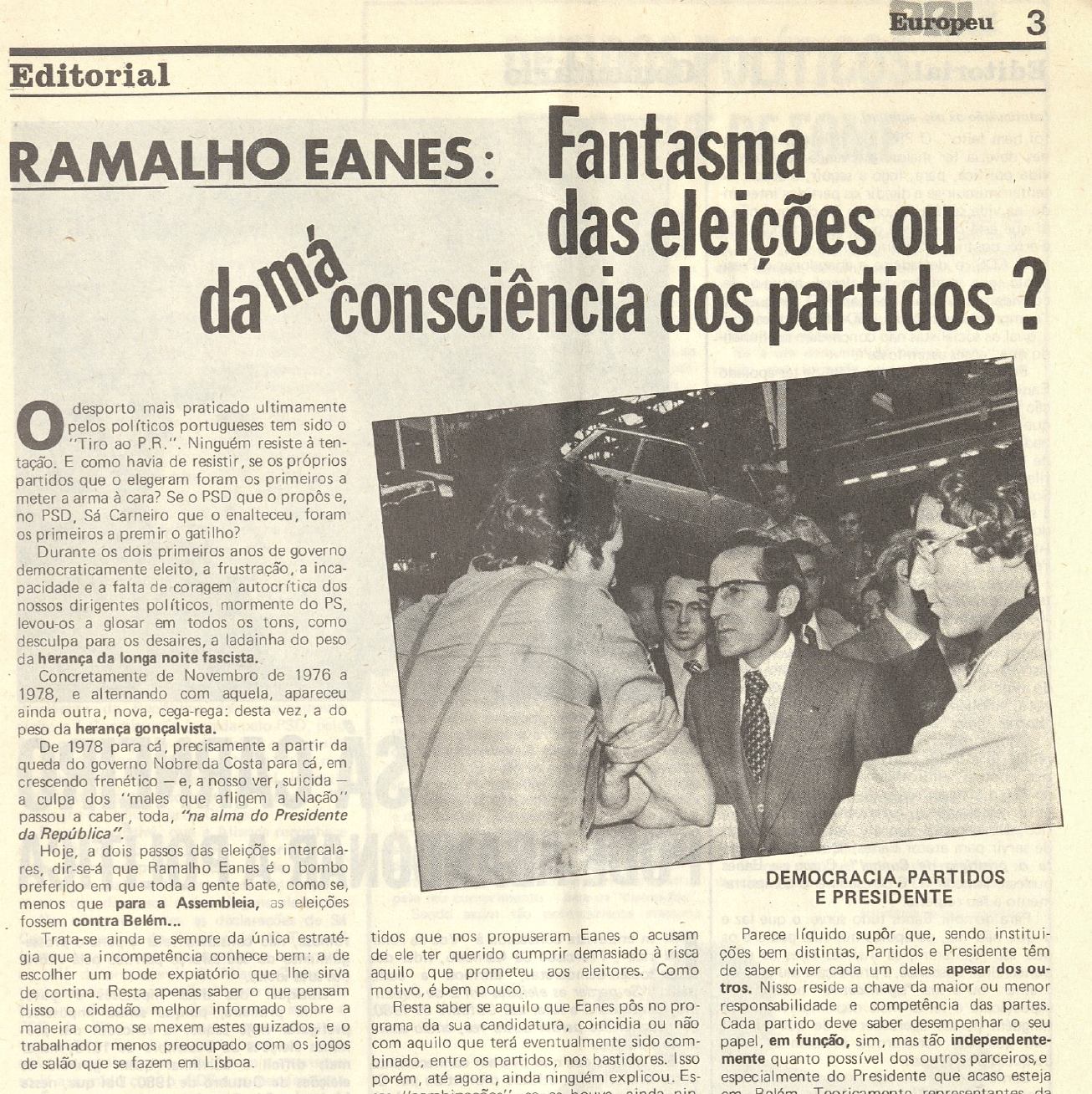 "Ramalho Eanes: Fantasma das eleições  ou da má consciência dos partidos"