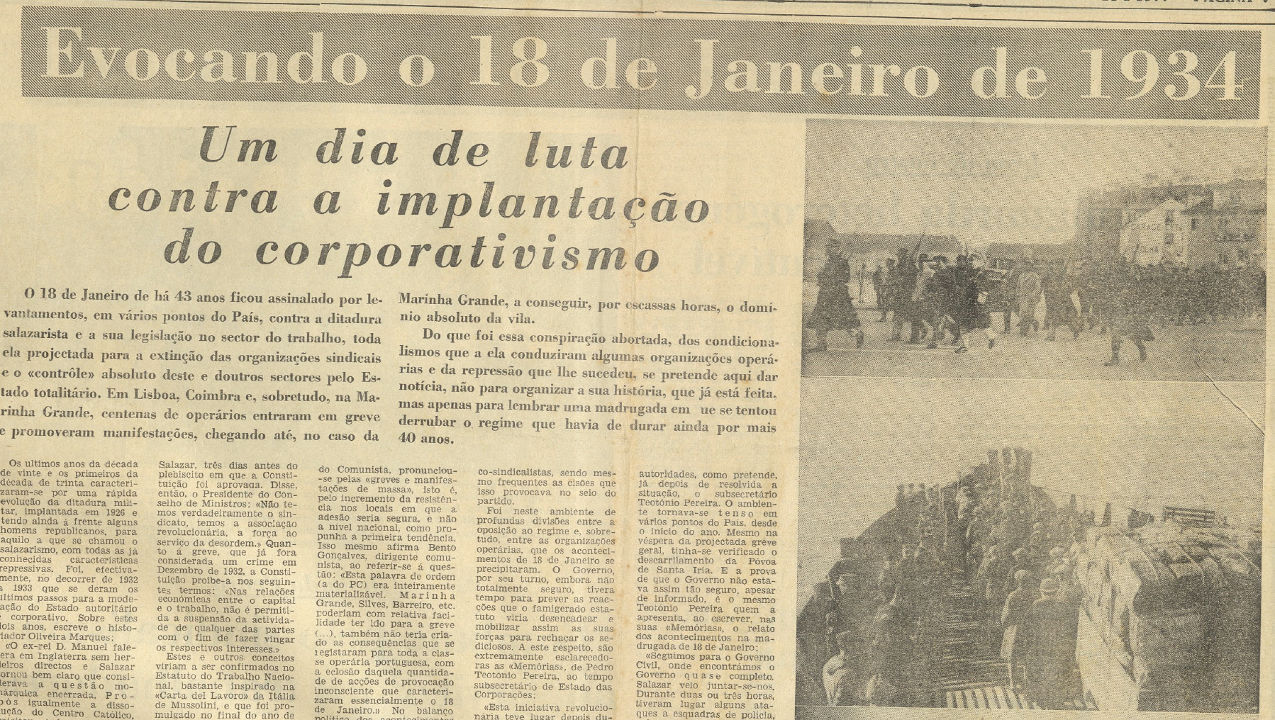 "Evocando o 18 de Janeiro: Um dia de luta contra a implantação do corporativismo"