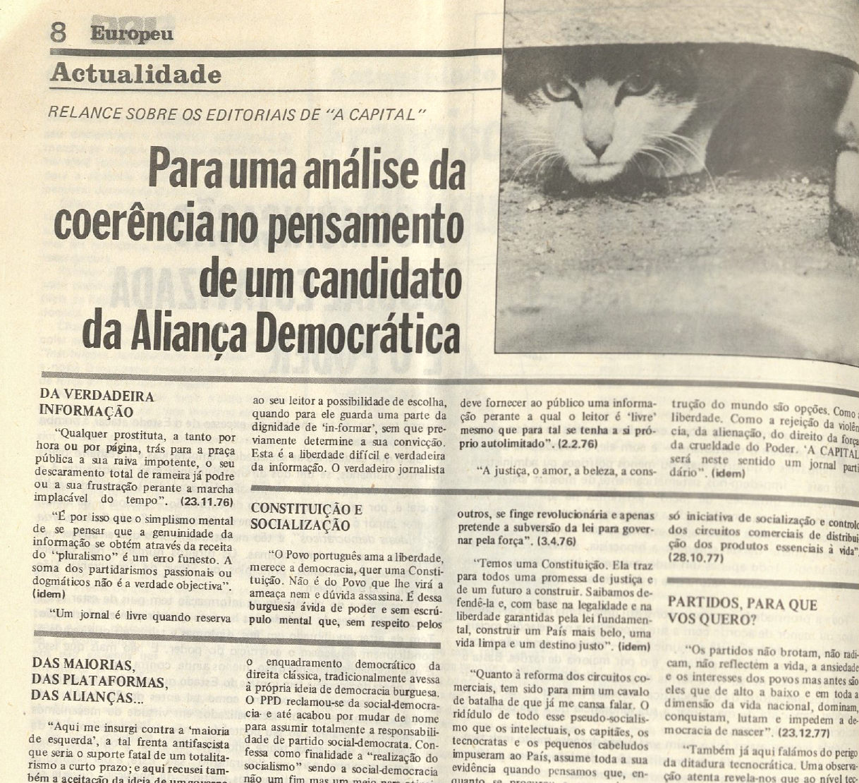 "Para uma análise do pensamento de um candidato da Aliança Democrática"