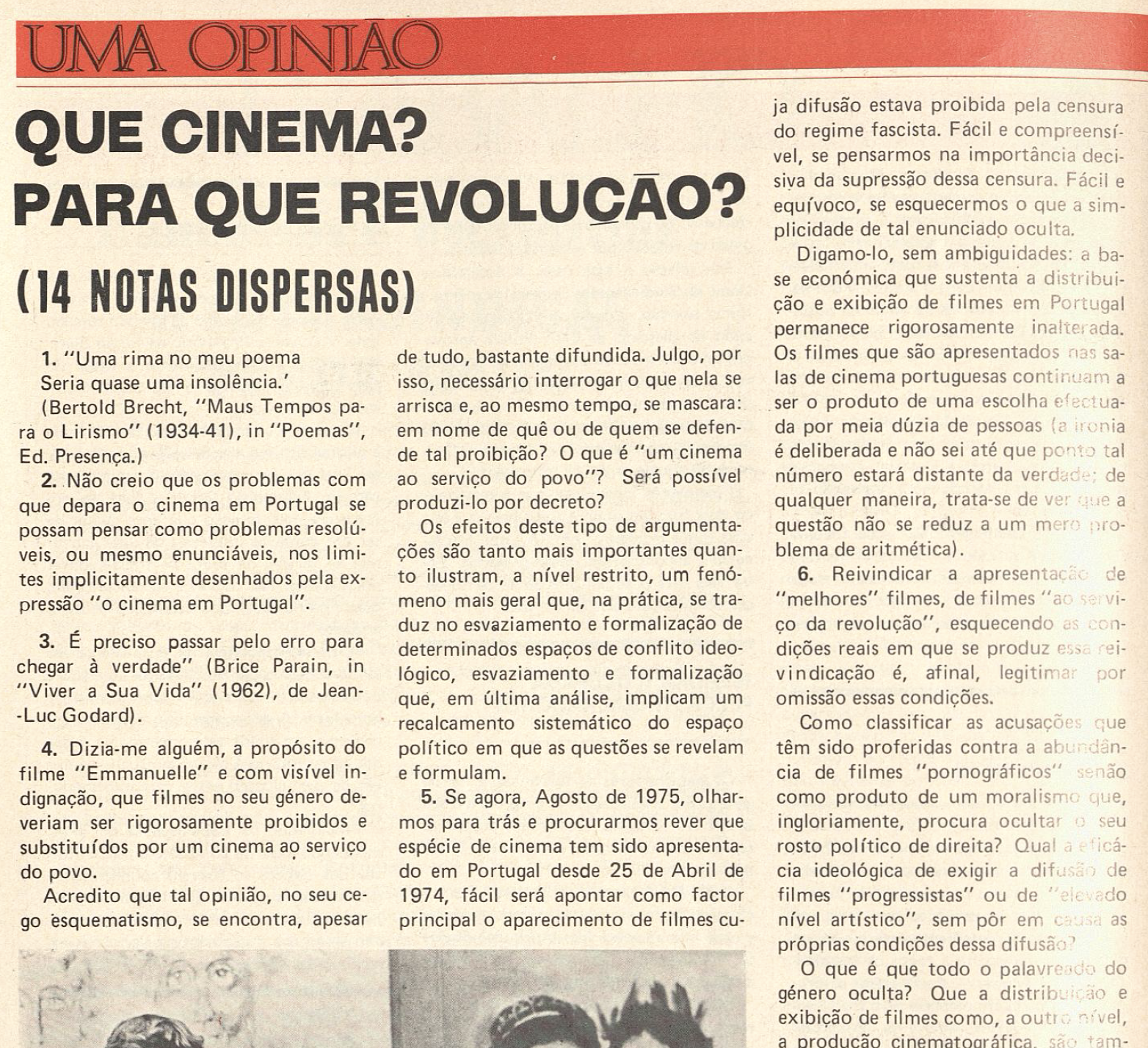 "Que cinema? Para que revolução?"