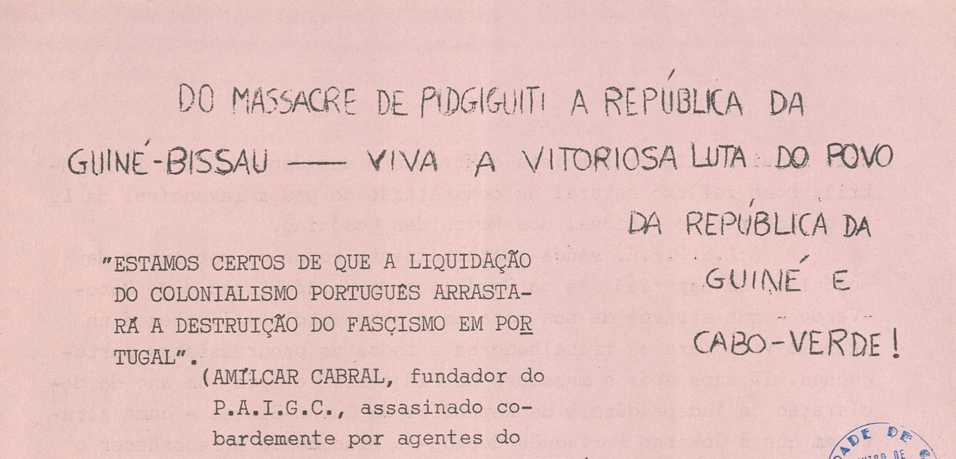 Do massacre de Pidgiguiti a república da Guiné-Bissau