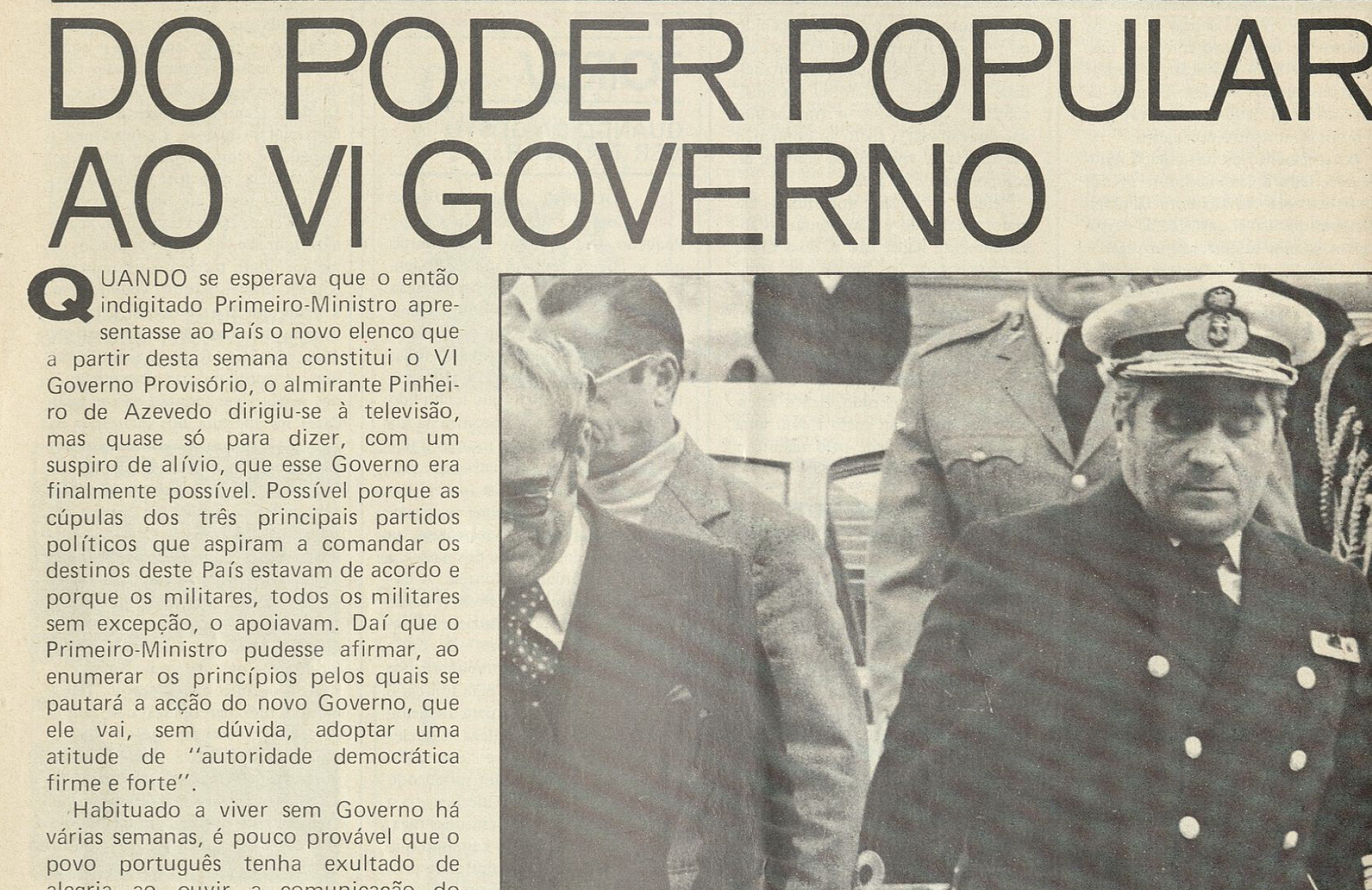 "Do poder popular ao VI Governo"