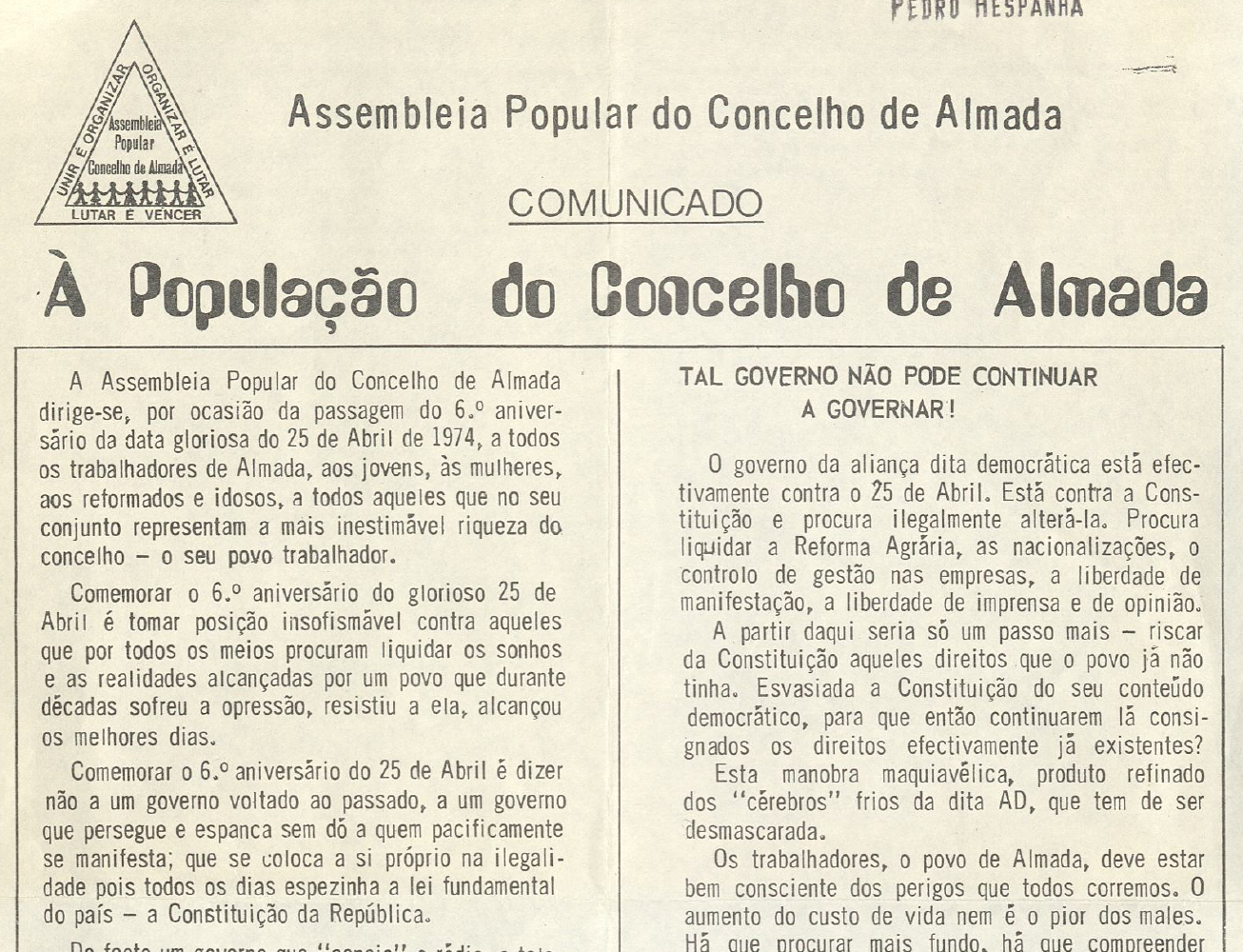 Assembleia popular do concelho de Almada (25 de Abril)