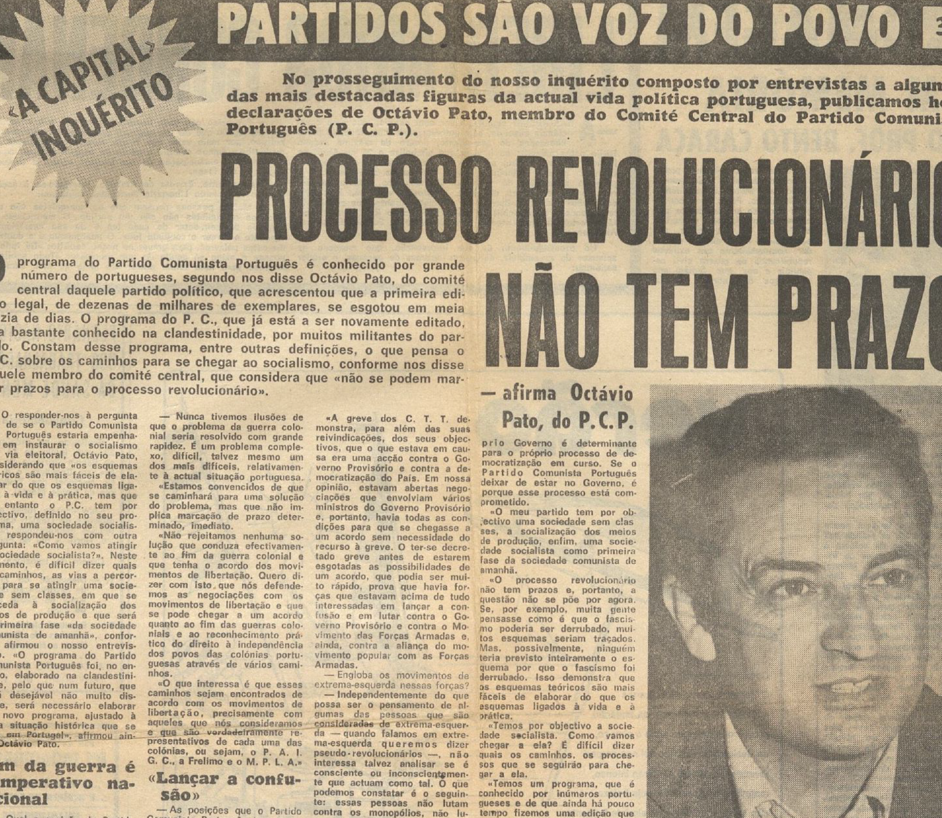 "Processo revolucionário não tem prazo - afirma Octávio Pato, do PCP"