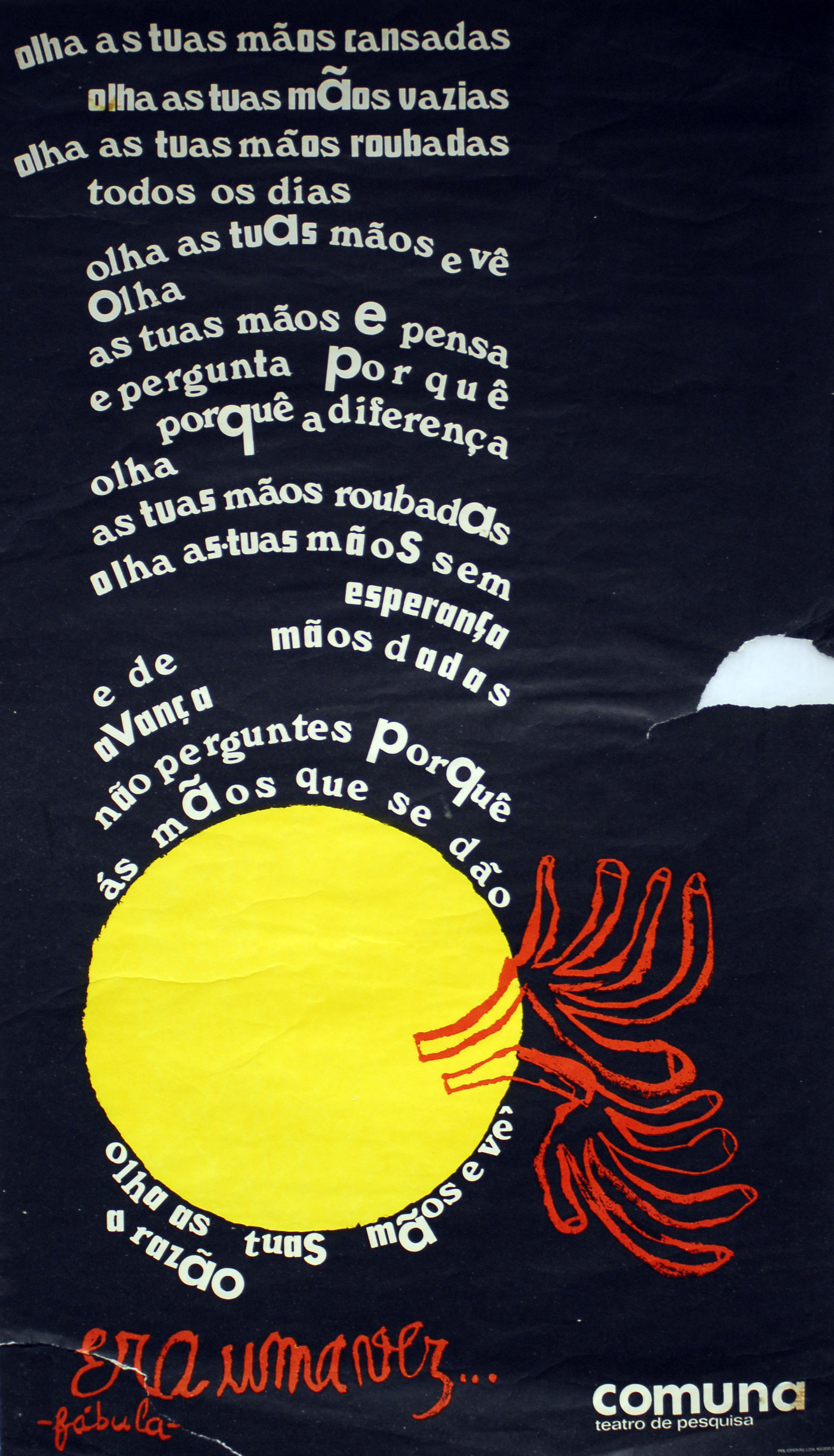 Cartaz do Teatro "A Comuna" com poema