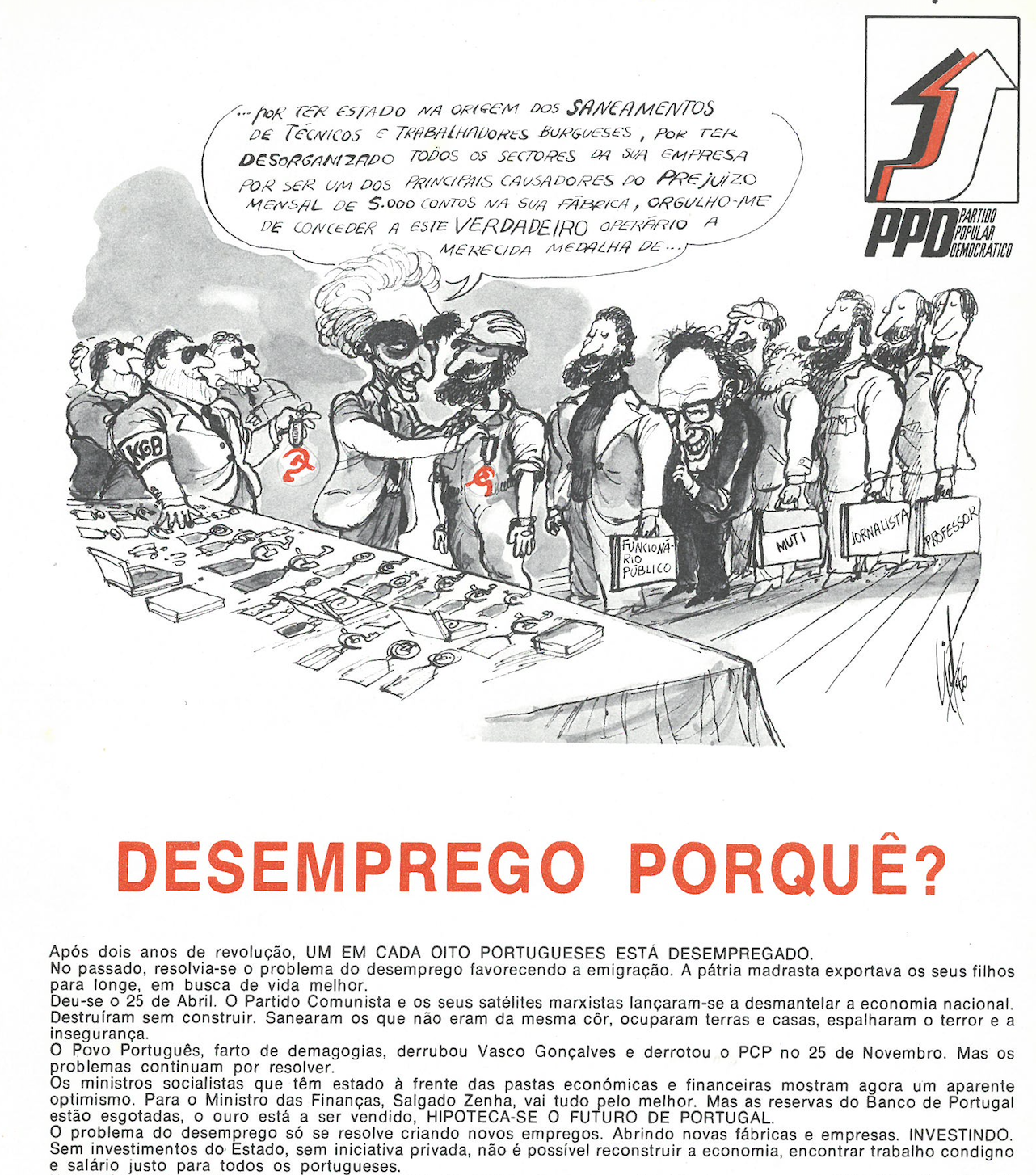 Partido Popular Democrático/Partido Social Democrata (PPD/PSD), "Desemprego porquê?" (1976)