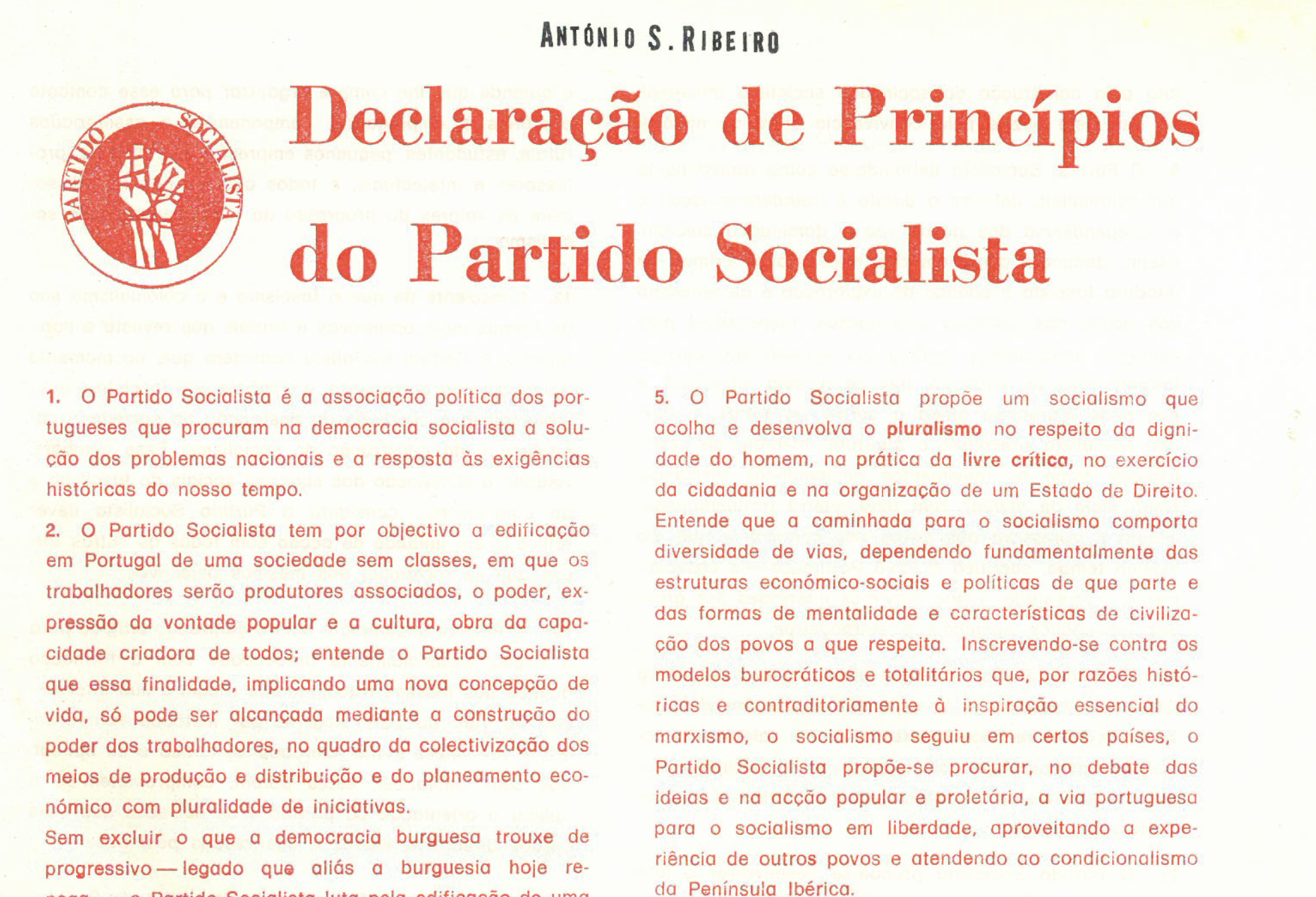 Declaração de Princípios do Partido Socialista