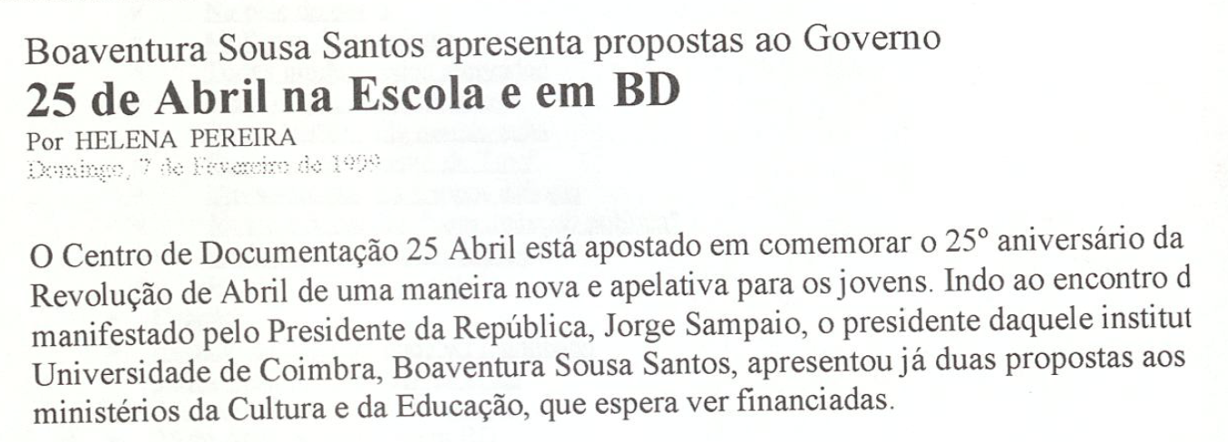 "25 de Abril na Escola e em BD"