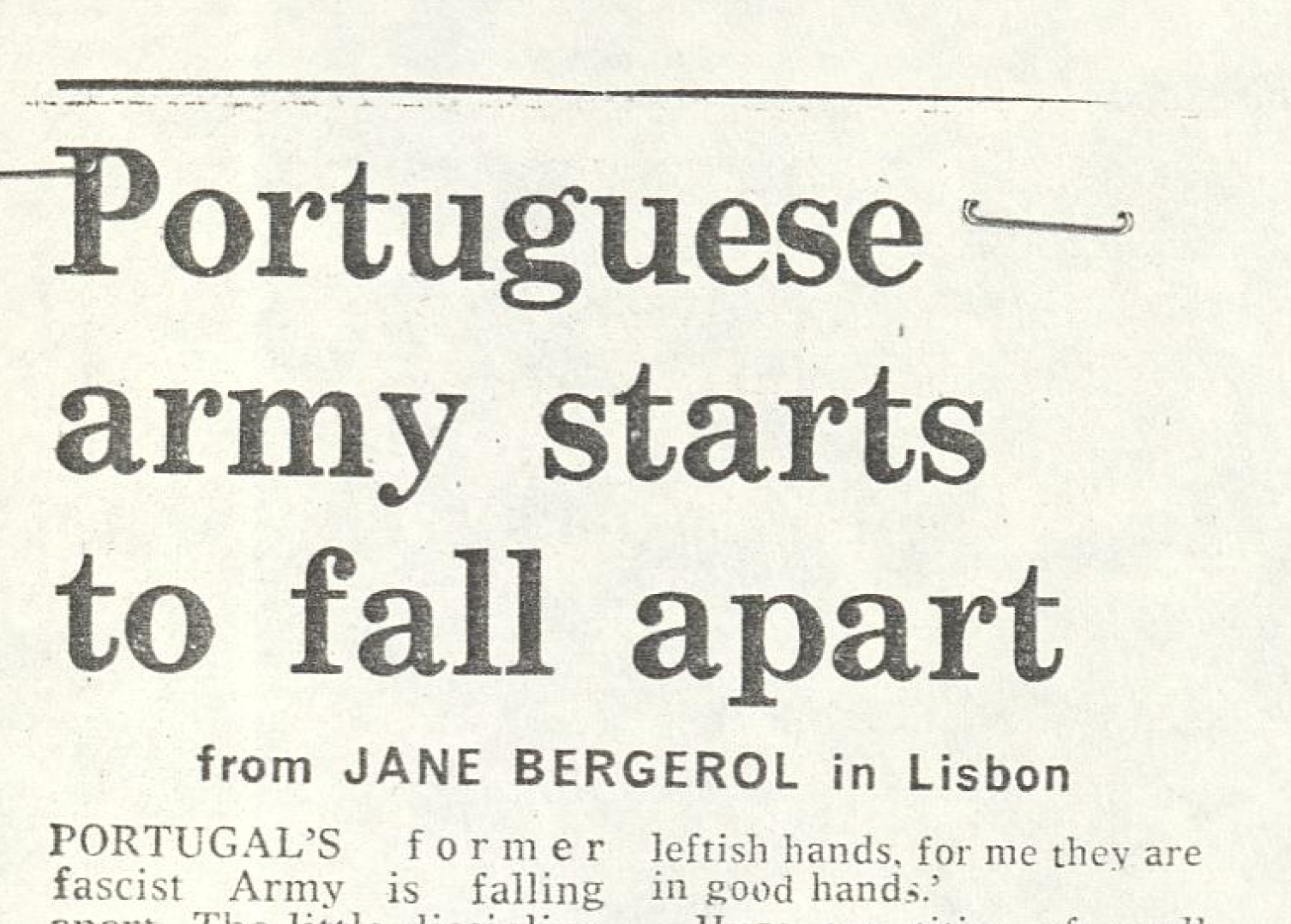 "Portuguese army starts to fall apart"