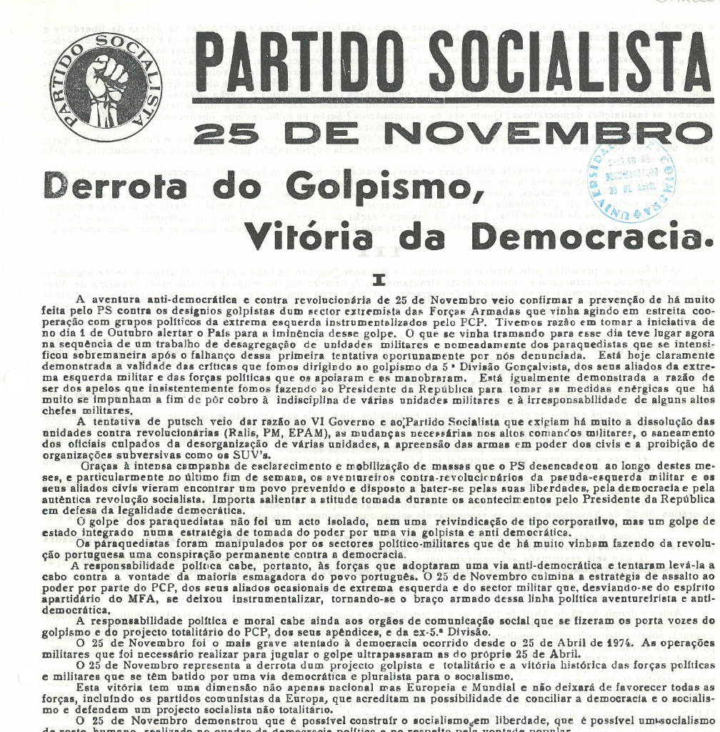 25 de novembro: Derrota do Golpismo, Vitória de Democracia (1975)