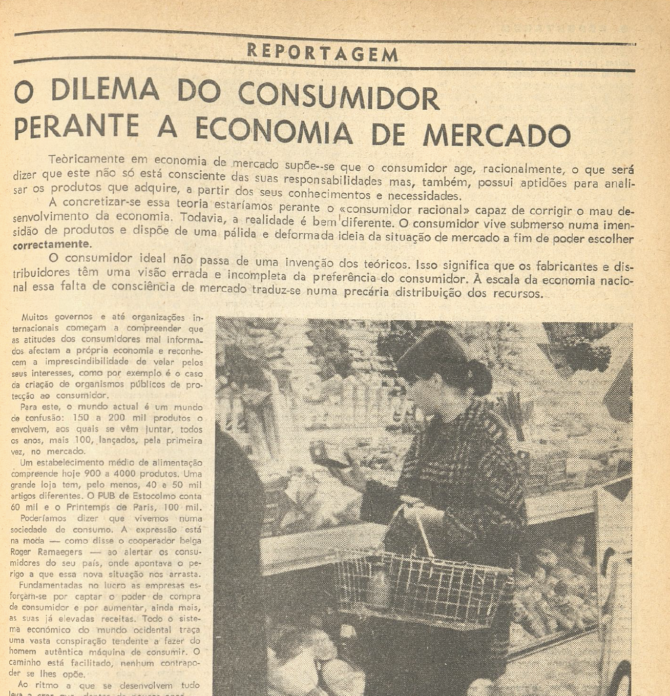 "O dilema do consumidor perante a economica de mercado"