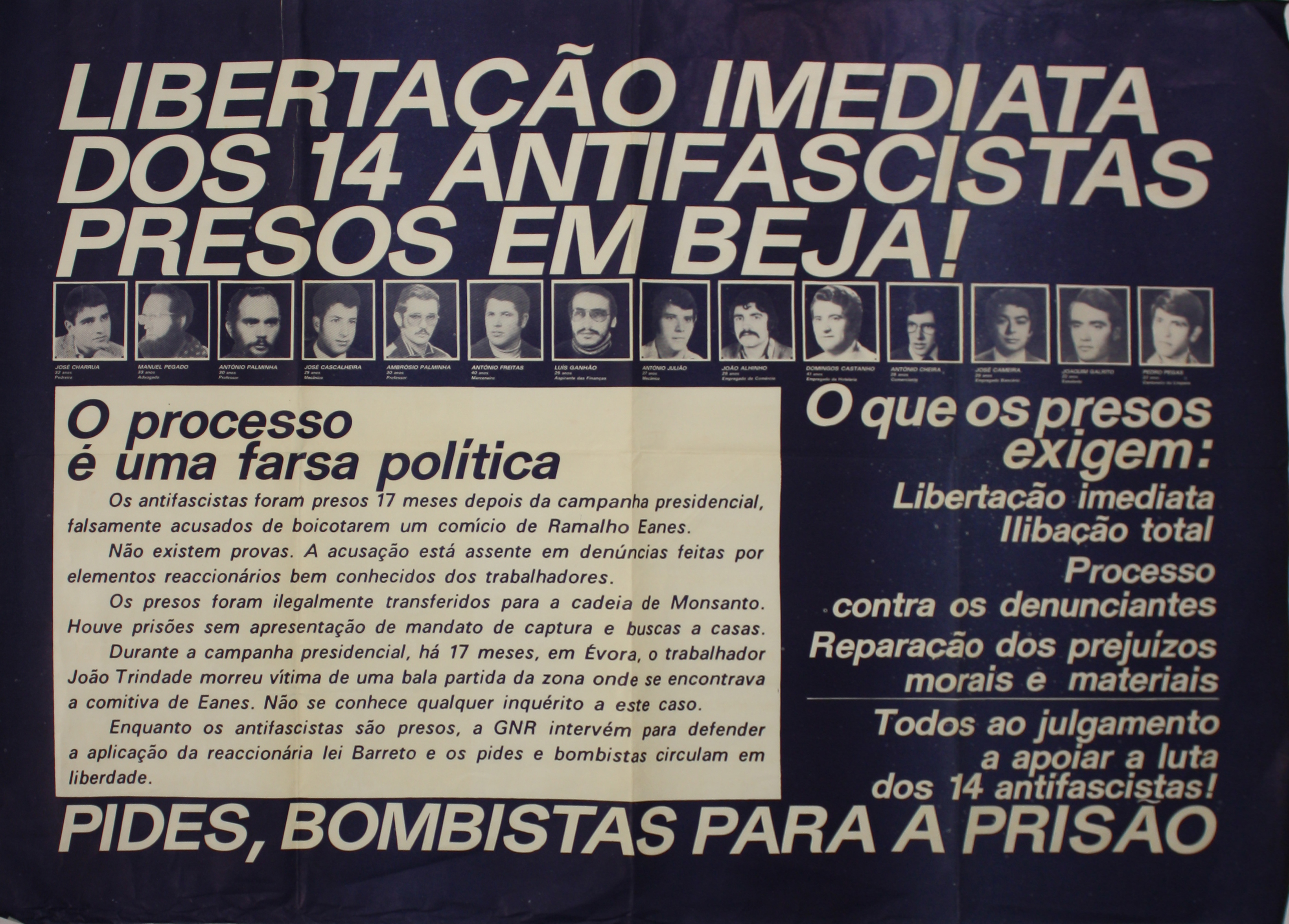 Libertação imediata dos 14 antifascistas presos em Beja!