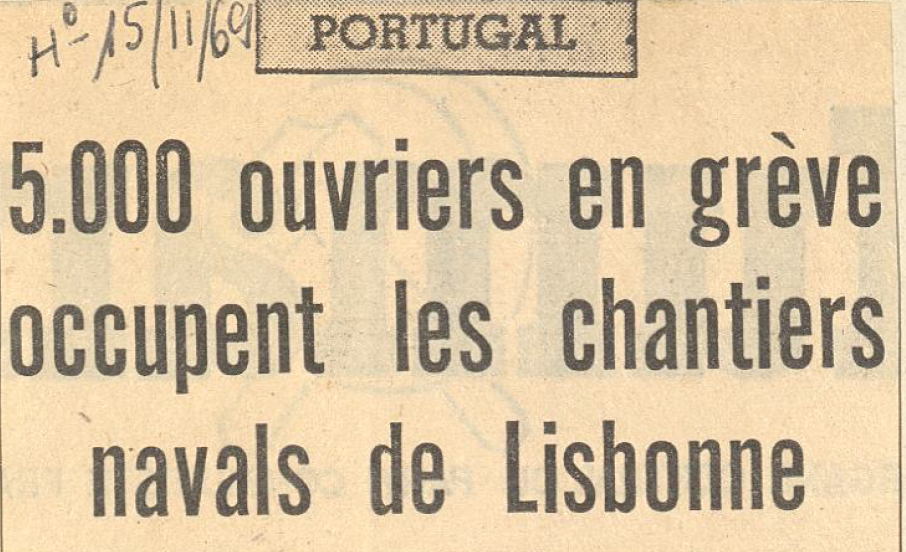 "5000 ouvriers em grève occupent les chantiers navals de Lisbonne"