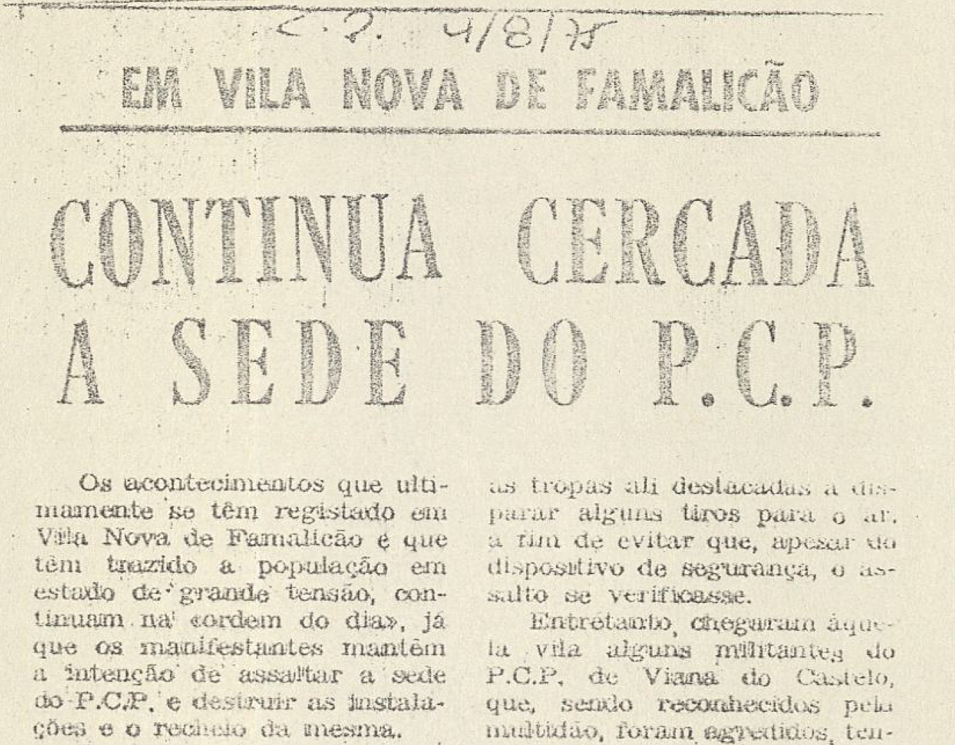 "Continua cercada a sede do PCP"