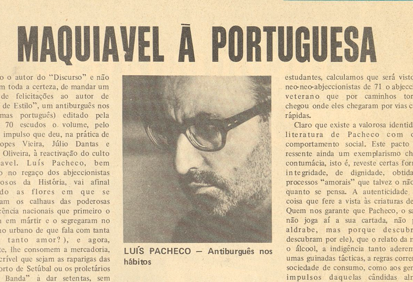 "Maquiavel à portuguesa - Luís Pacheco"