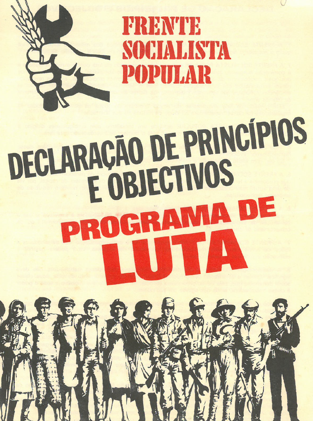 Frente Socialista Popular, "Declaração de princípios e objectivos. Programa de luta"