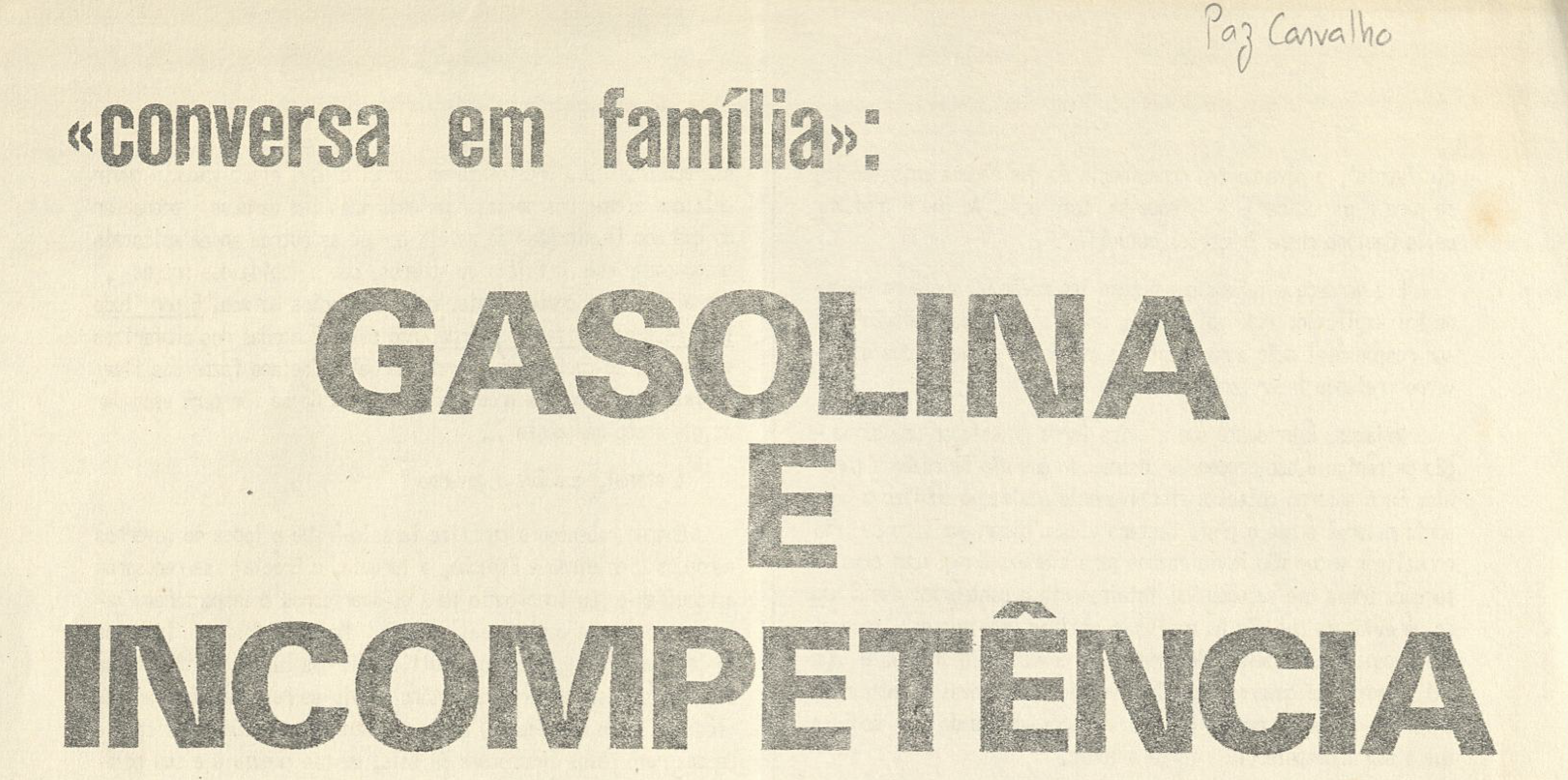 Gasolina e incompetência (MDP/CDE)