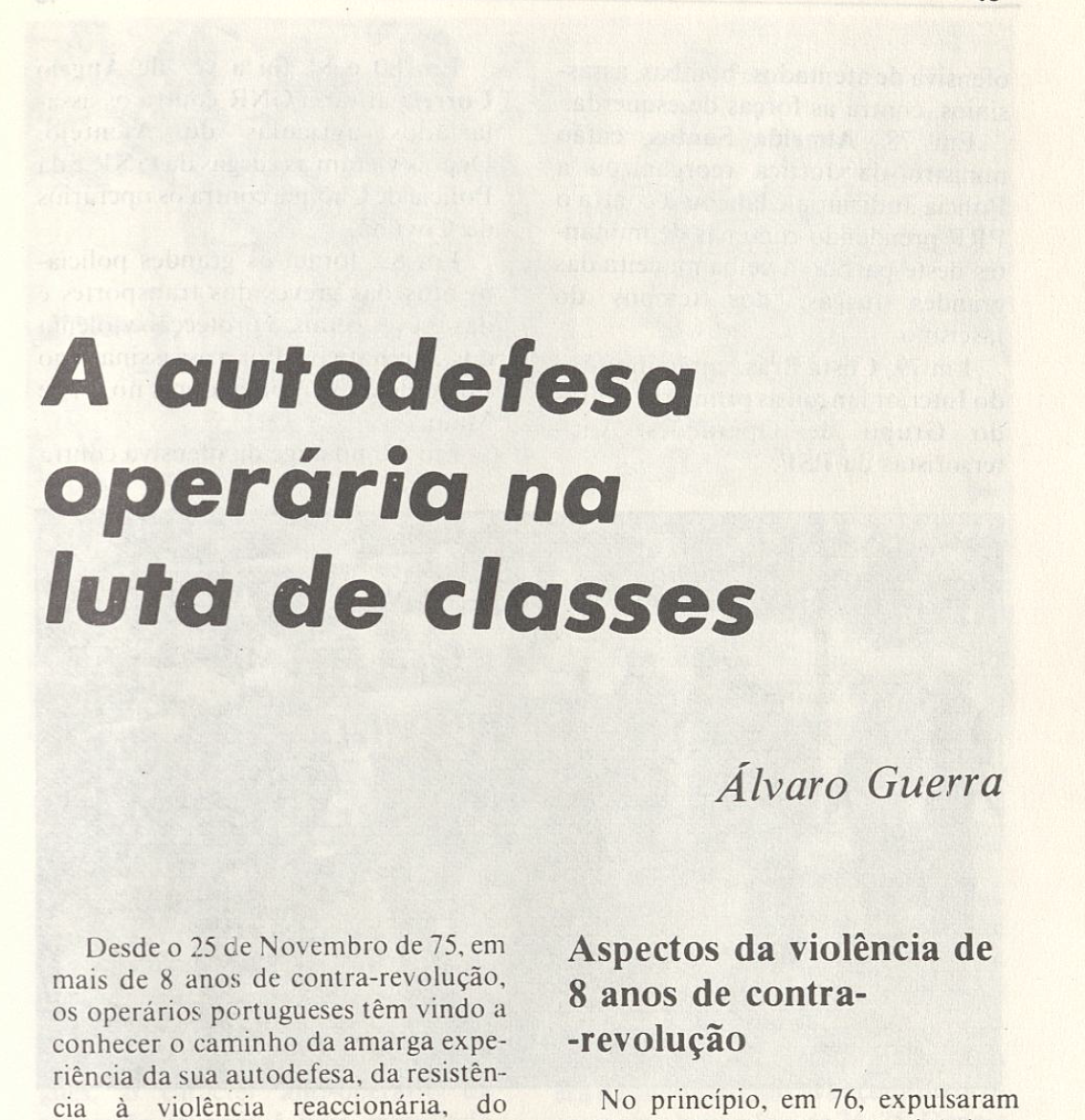 "A autodefesa operária na luta de classes"