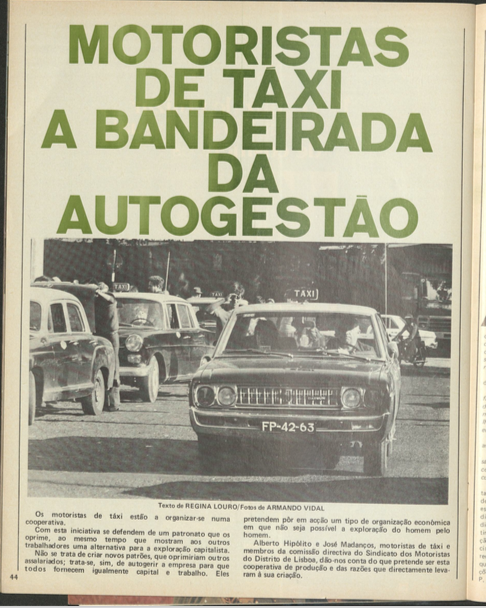 "Motoristas de Táxi: A Bandeirada da Autogestão"