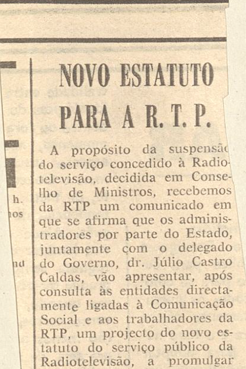 "Novo estatuto para a RTP"