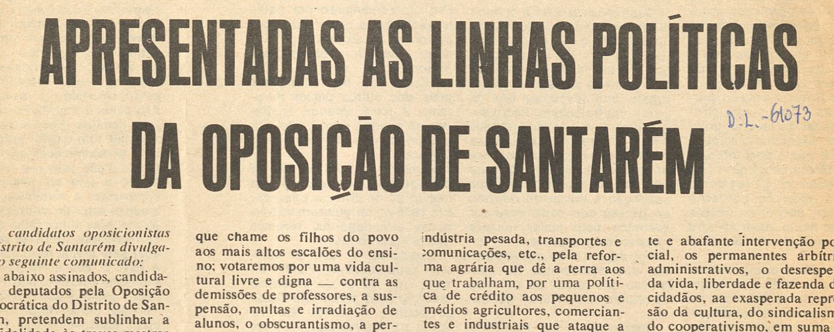 "Apresentadas as linhas políticas da oposição de Santarém"