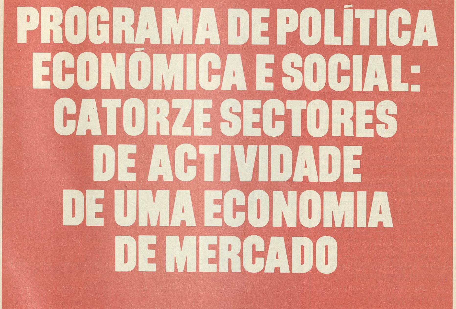"Programa de política económica e social: Catorze sectores de actividade de uma economia de mercado"