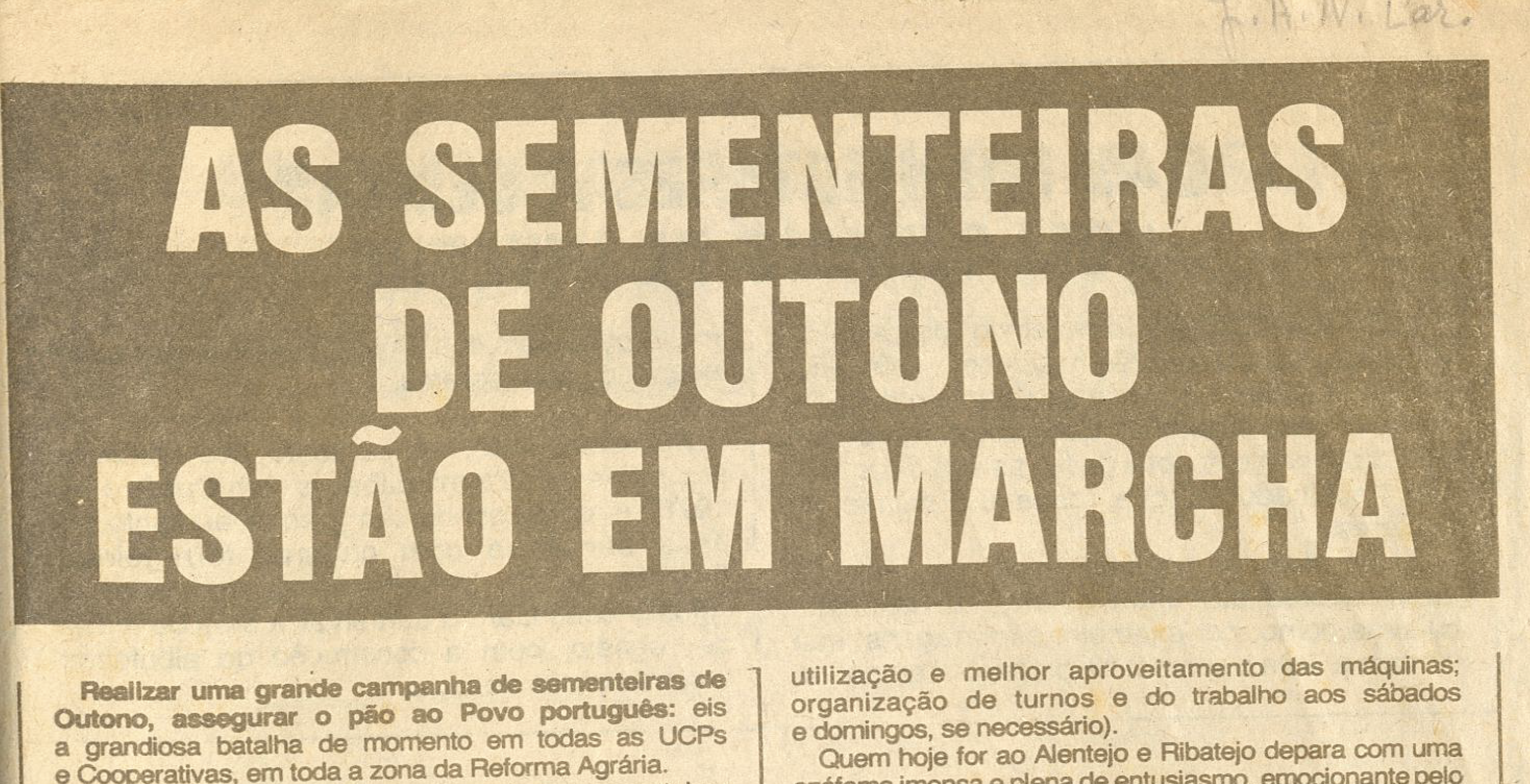 As sementeiras de Outono estão em marcha