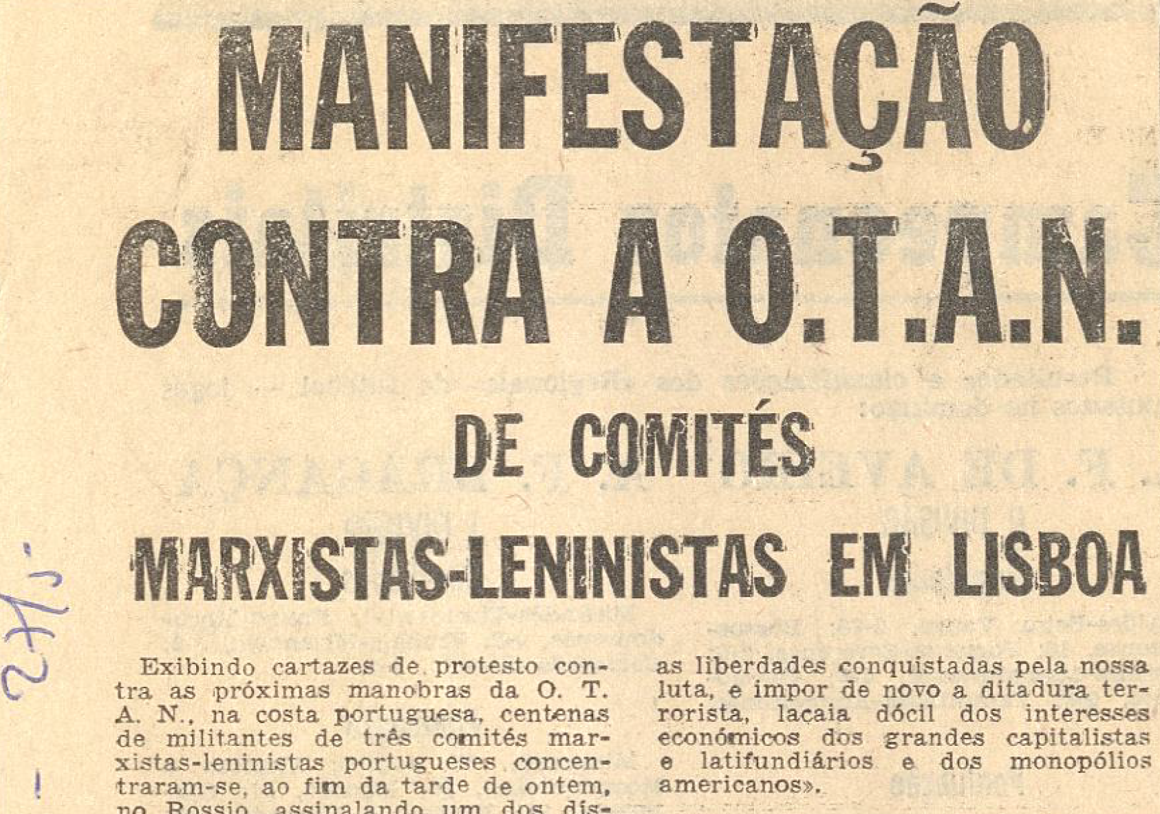 "Manifestação contra a Otan de comités Marxistas-Leninistas"